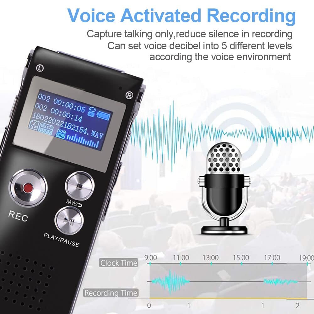 BrilliantHouse 16GB Digital Voice Recorder 1536KBPS Portable with Accessories