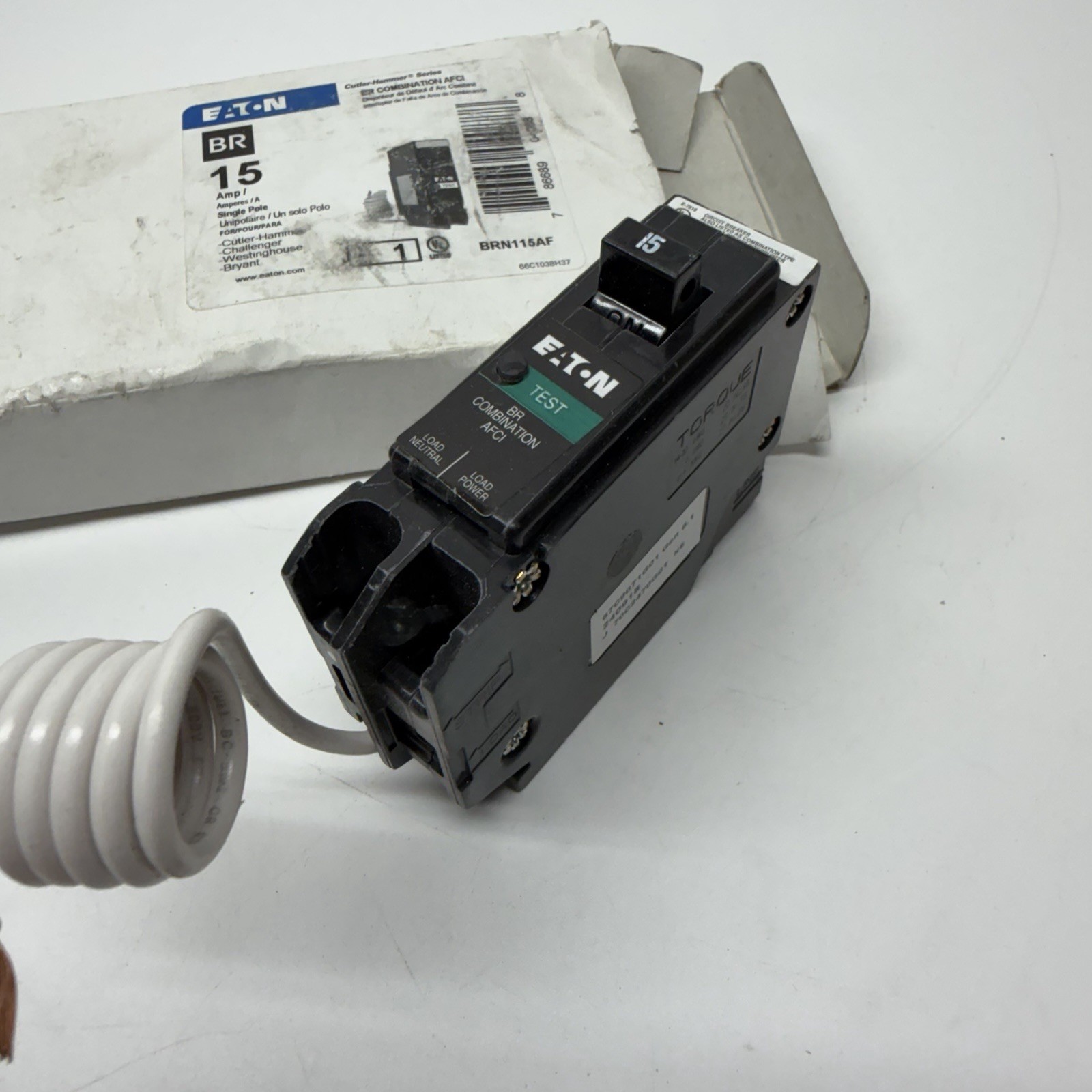 Eaton BRN115AF 120/240V 15A Single Phase Circuit Breaker
