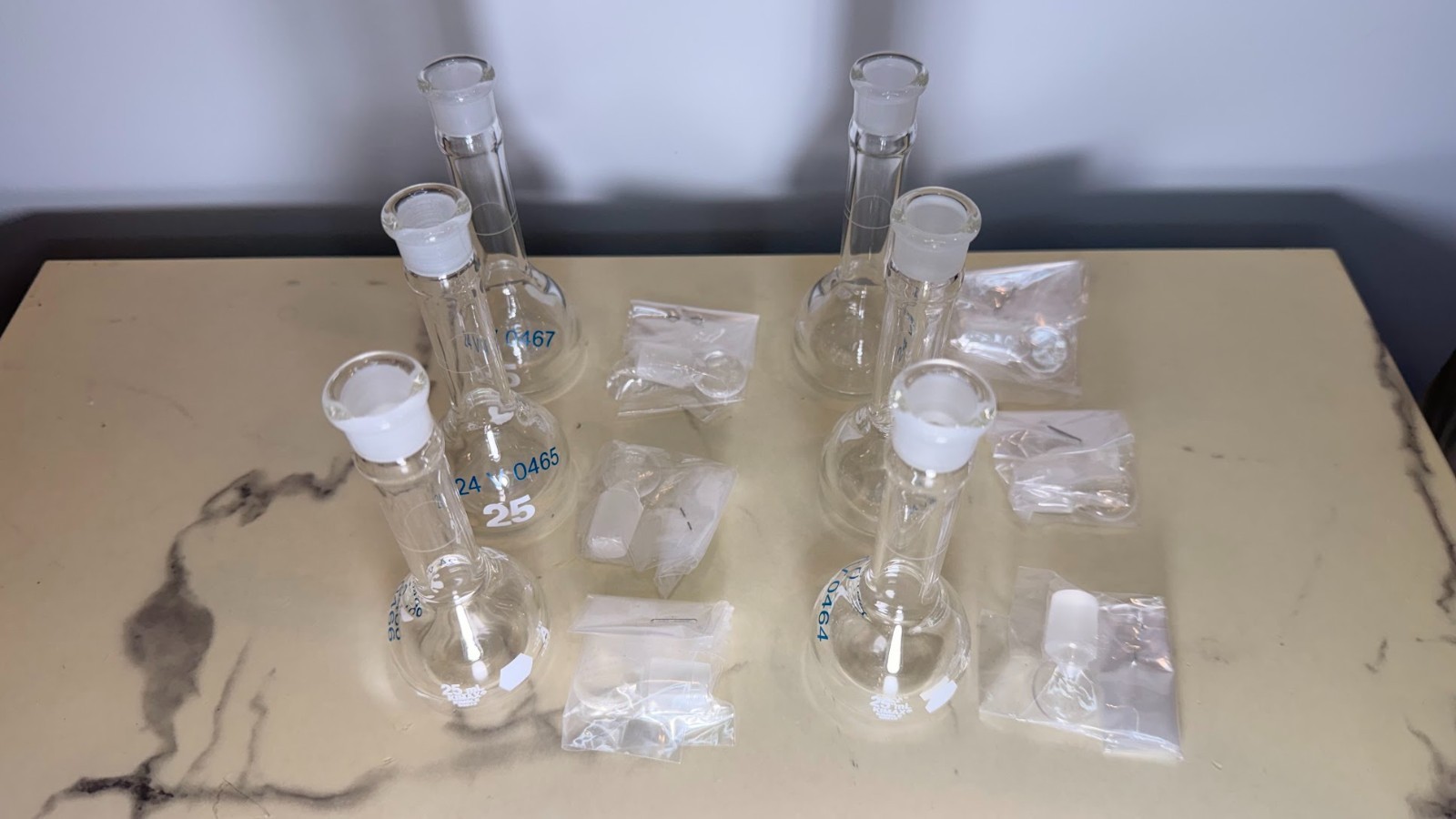 KIMBLE KIMAX Glass 25mL Heavy-Duty Volumetric Flask #13 GLASS Stopper DWK92812G-