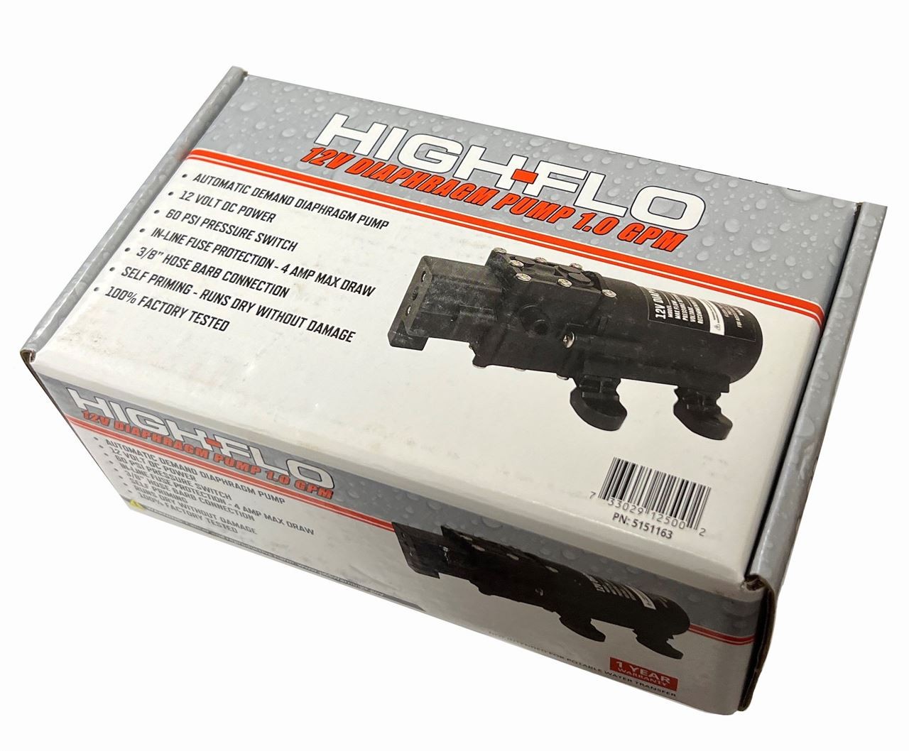 Fimco 5151163 HIgh-Flo 1.0 GPM 60 PSI 12VDC Diaphragm Pump