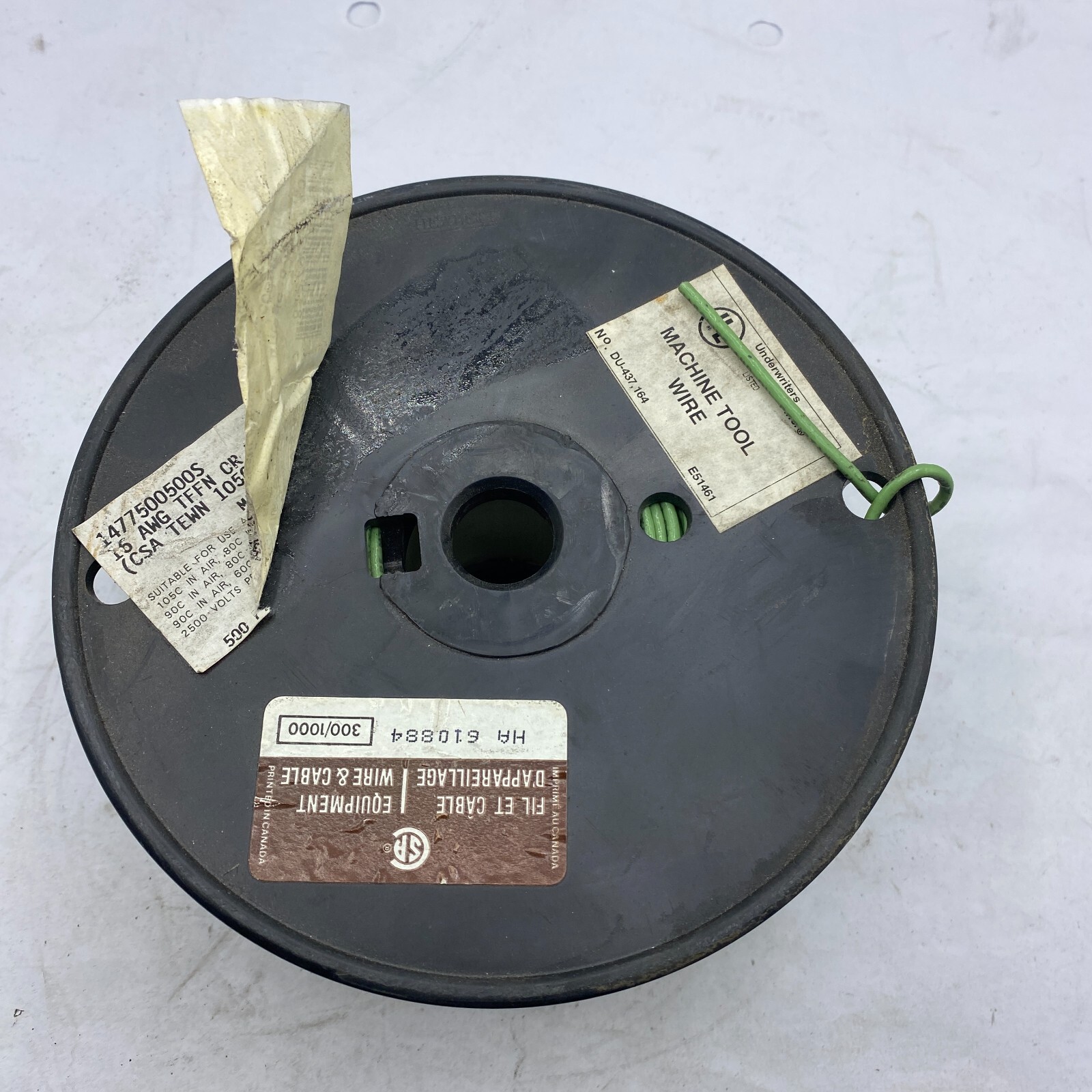 MACHINE TOOL WIRE 16 AWG TFFN OR MTW 600V GREEN 5.6LB 400 FT MADE IN USA 🎯