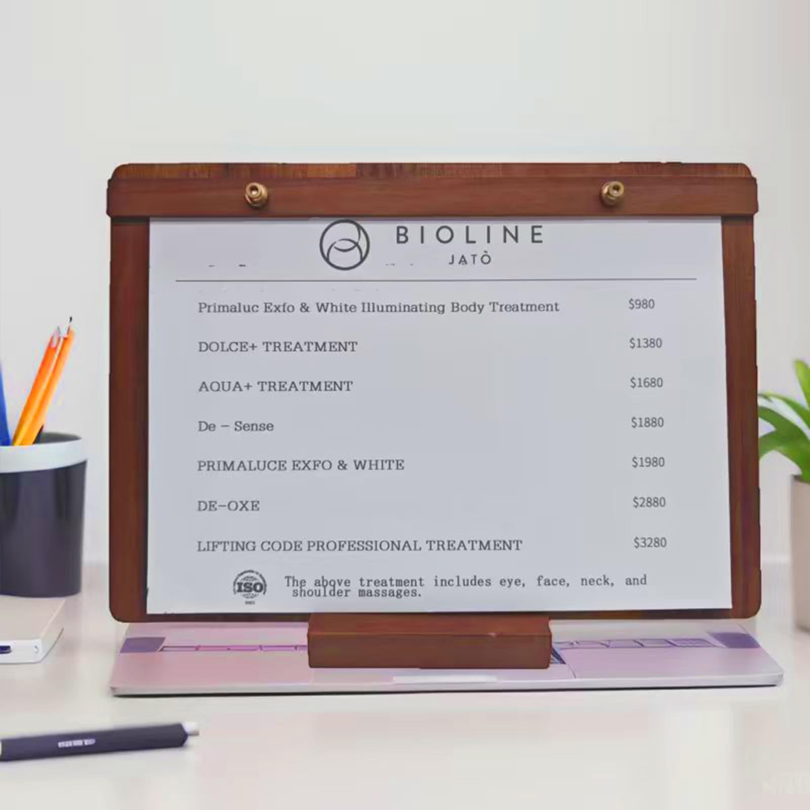 6.69×9.87in Solid Walnut 2-in-1 Menu Clipboard, Horizontal Stand