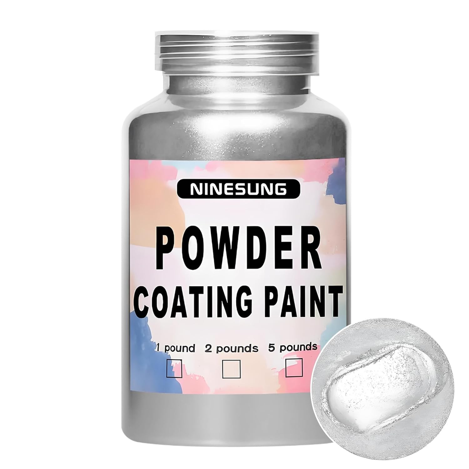 Powder Coating Paint 4 oz Silver Metal Surface Protection Anticorrosive Finish