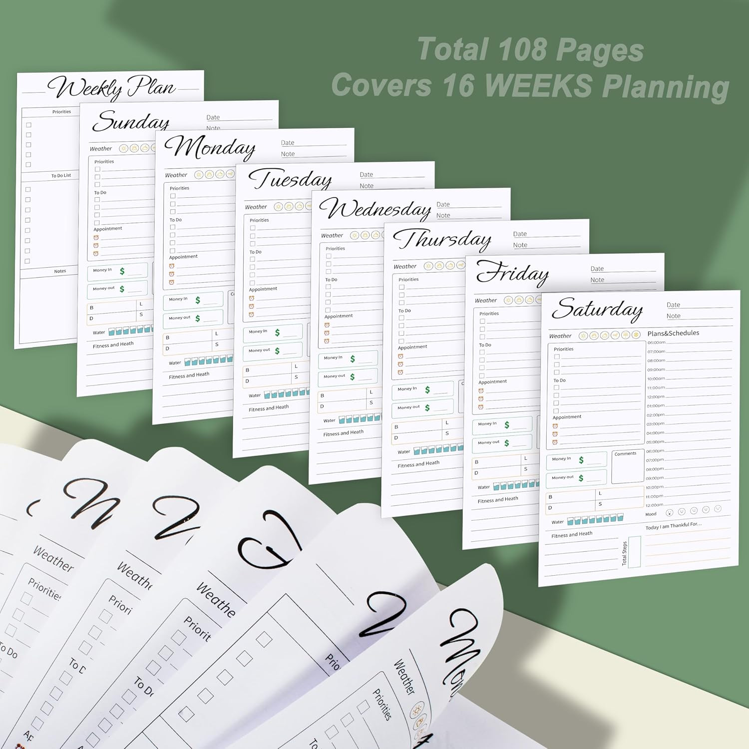 Daily Weekly Planner with Hourly Schedules, to Do List, Daily Planner for Office