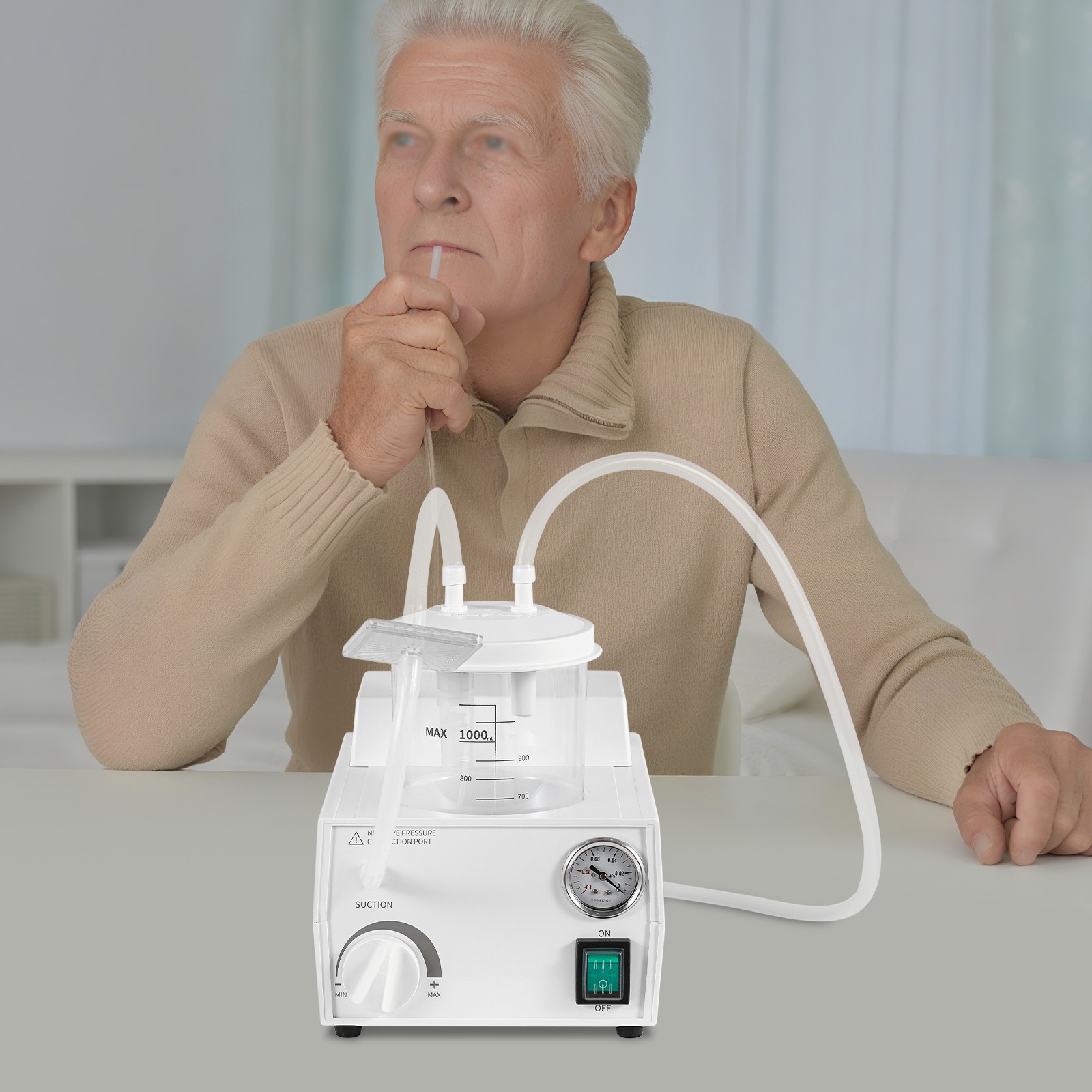 1000mL Portable Suction Unit Medical Vacuum Phlegm Emergency Aspirator Machine