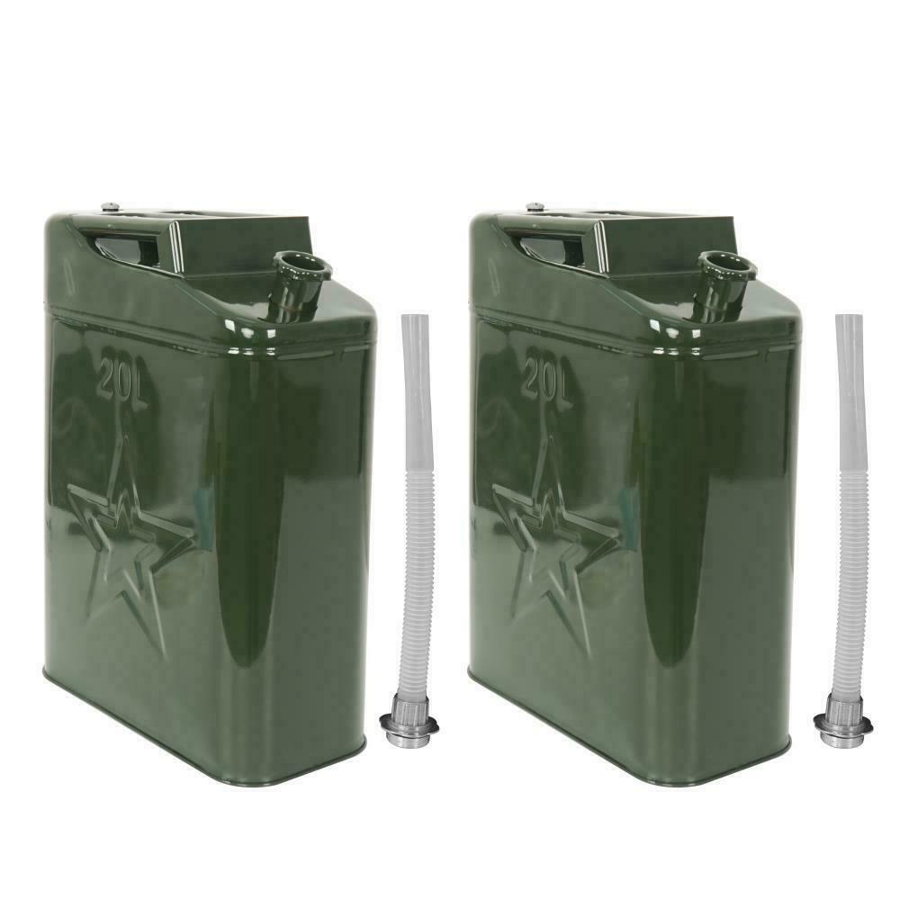 2PCS Jerry Can 5 Gallon 20L Can Metal Tank Emergency Backup Off-road Steel