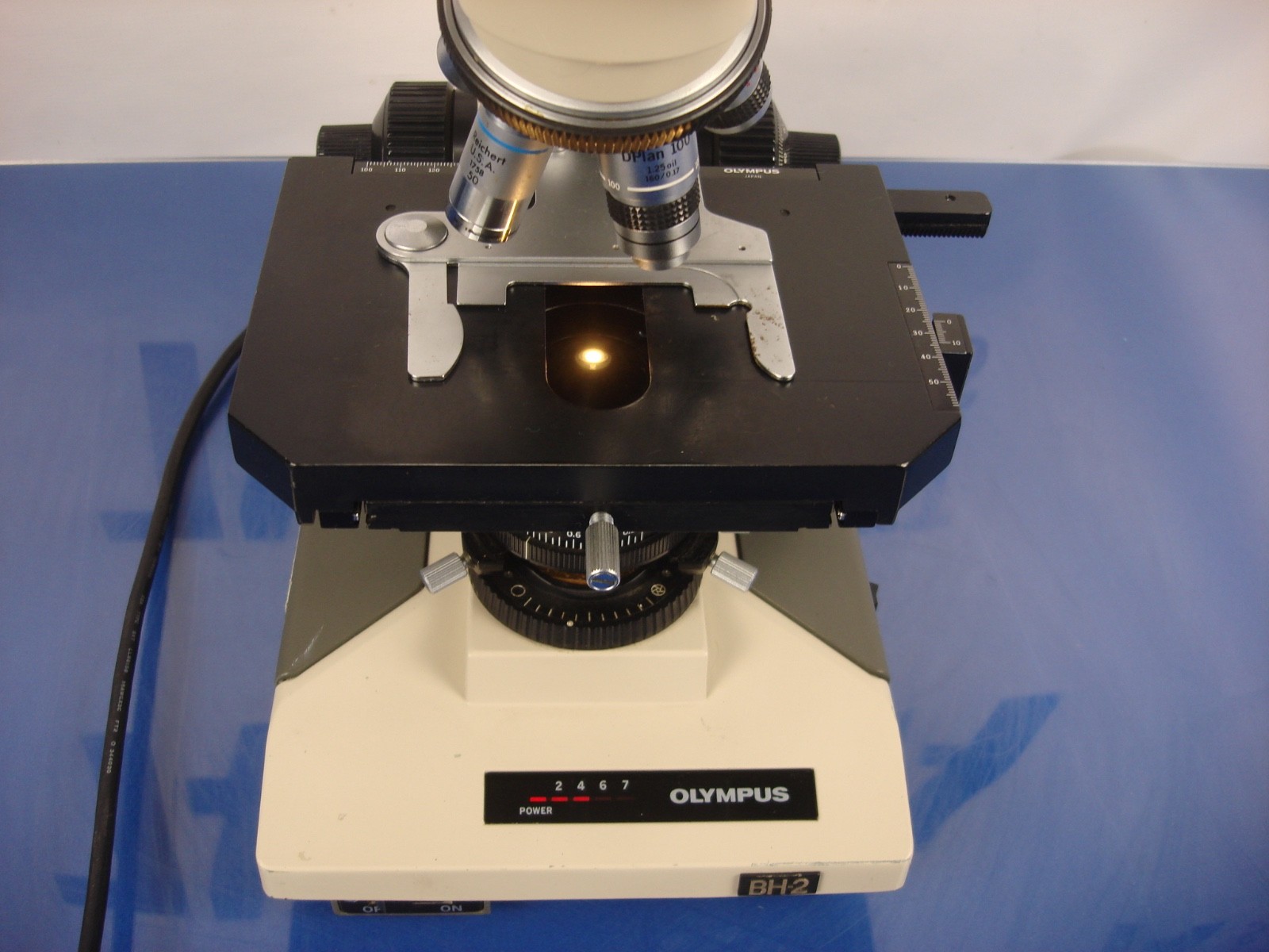 Olympus BH-2 Microscope 4x, 10x, 40x, 100x Oil, 50x Oil with Eyepiece 10×18 WF