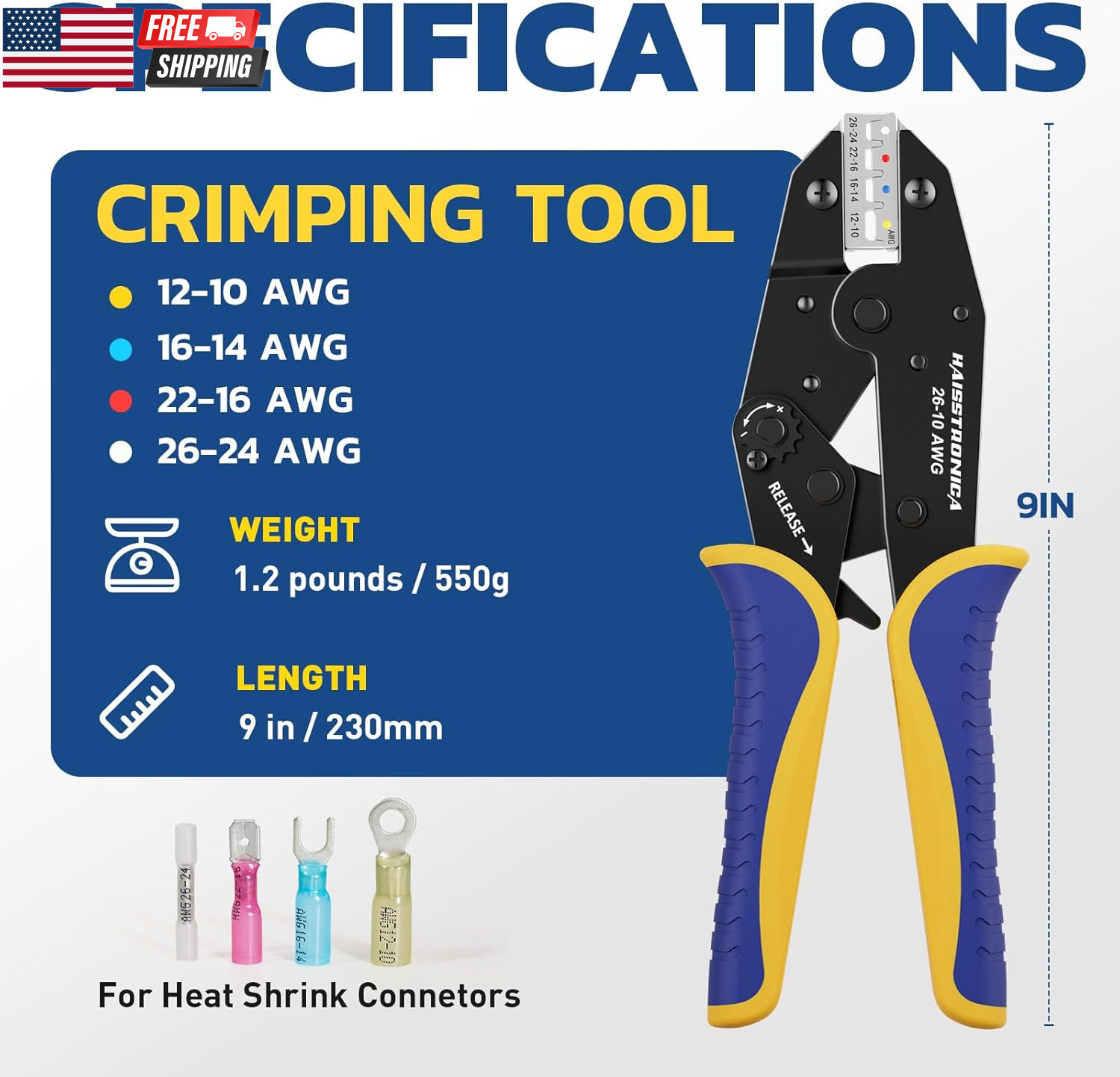 8PCS Ratchet Crimping Tool Set Professional Wire Crimper for Heat Shrink Connect