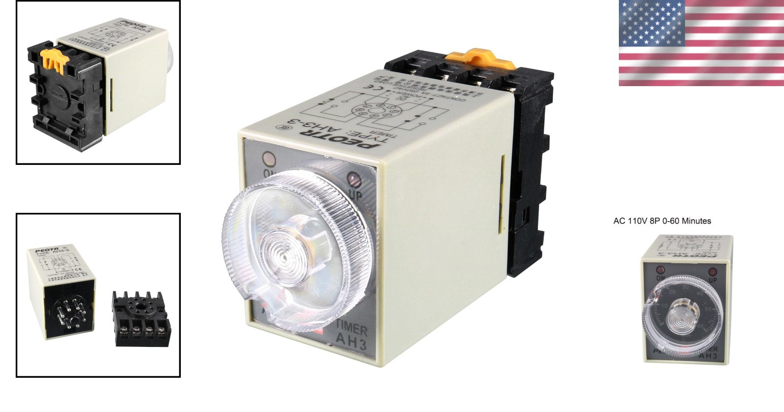 110V Power On Delay Timer Relay 0-60 Min Adjustable Industrial Automation