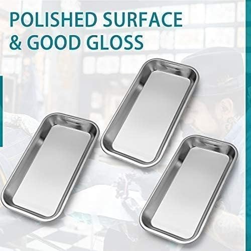 Elegant 3 Pack Surgical Trays in Stainless Steel for Instruments & Daily Use