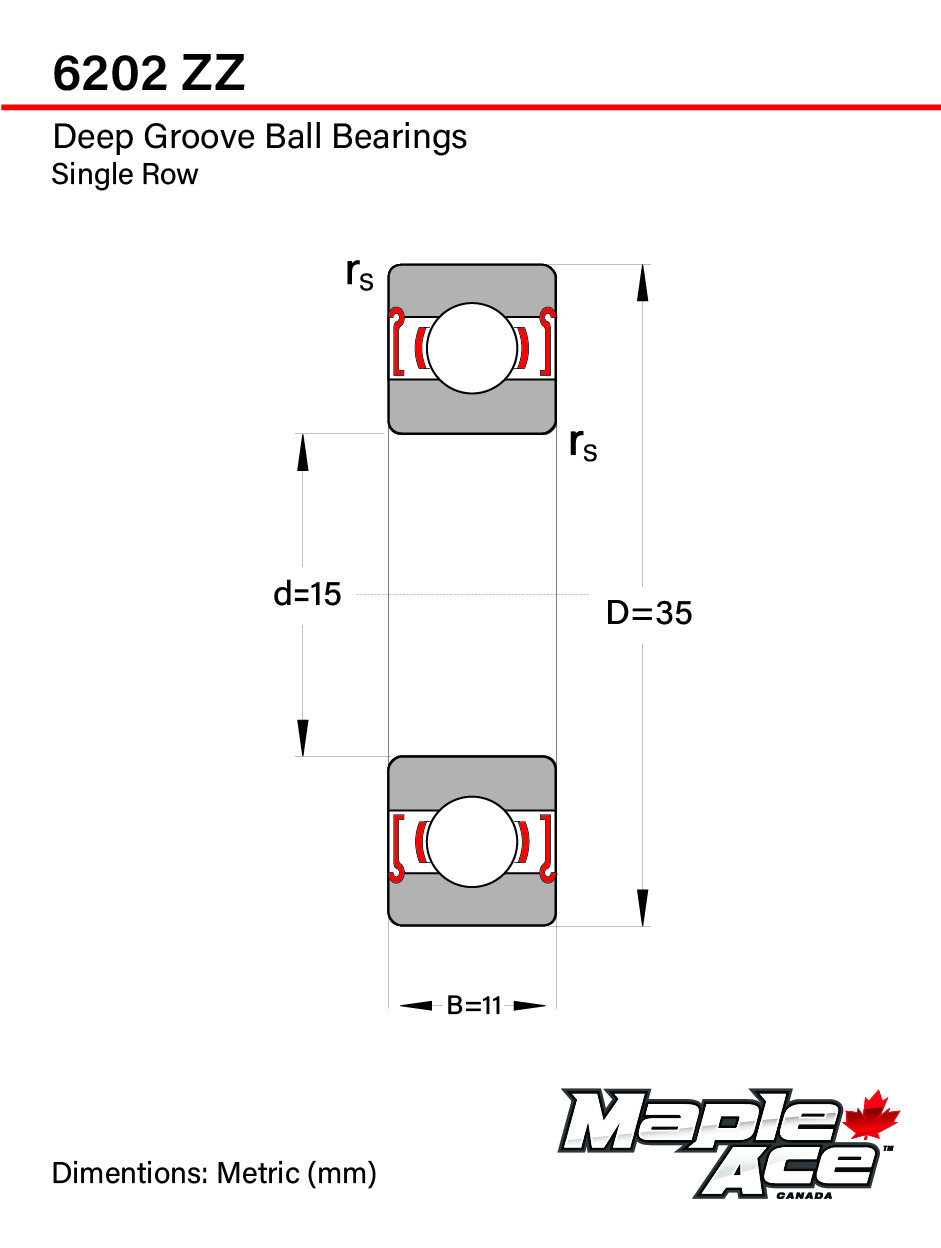 6202-ZZ Ball Bearing 15x35x11mm 6202 ZZ Metal Shielded (Qty 4)