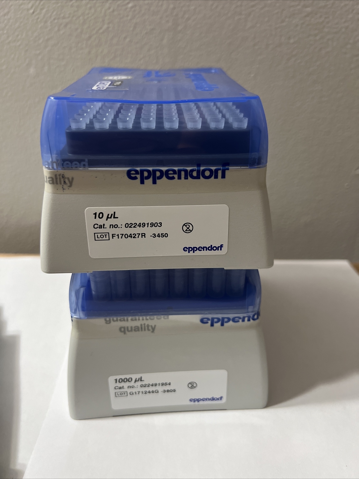 Set of 4 Eppendorf Research Plus Pipette 10,20,200,1000uL Pipetman +Tip Boxes
