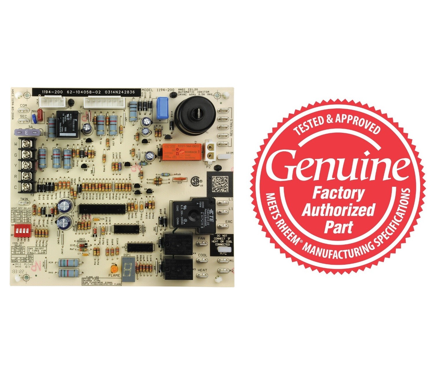 Rheem Rudd 62-104058-02 Integrated Furnace Control Board