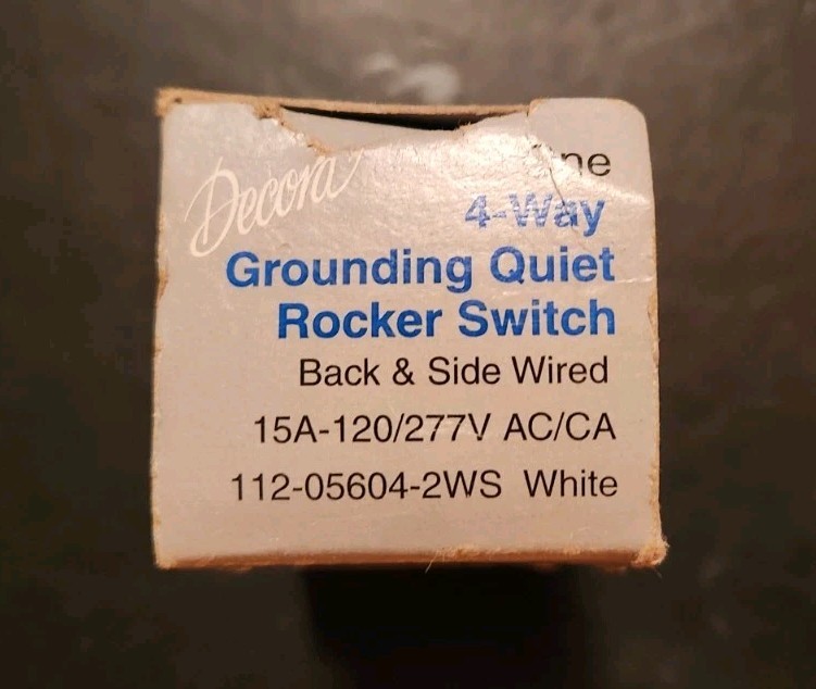 Leviton Decora 15 Amp 4-Way Rocker Switch White Back & Side Wired