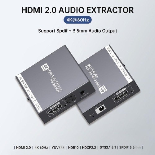 HDMI 2.0 Audio Extractor 4K 60Hz to Optical Toslink 3.5mm Aux Adapter PS4 PS5