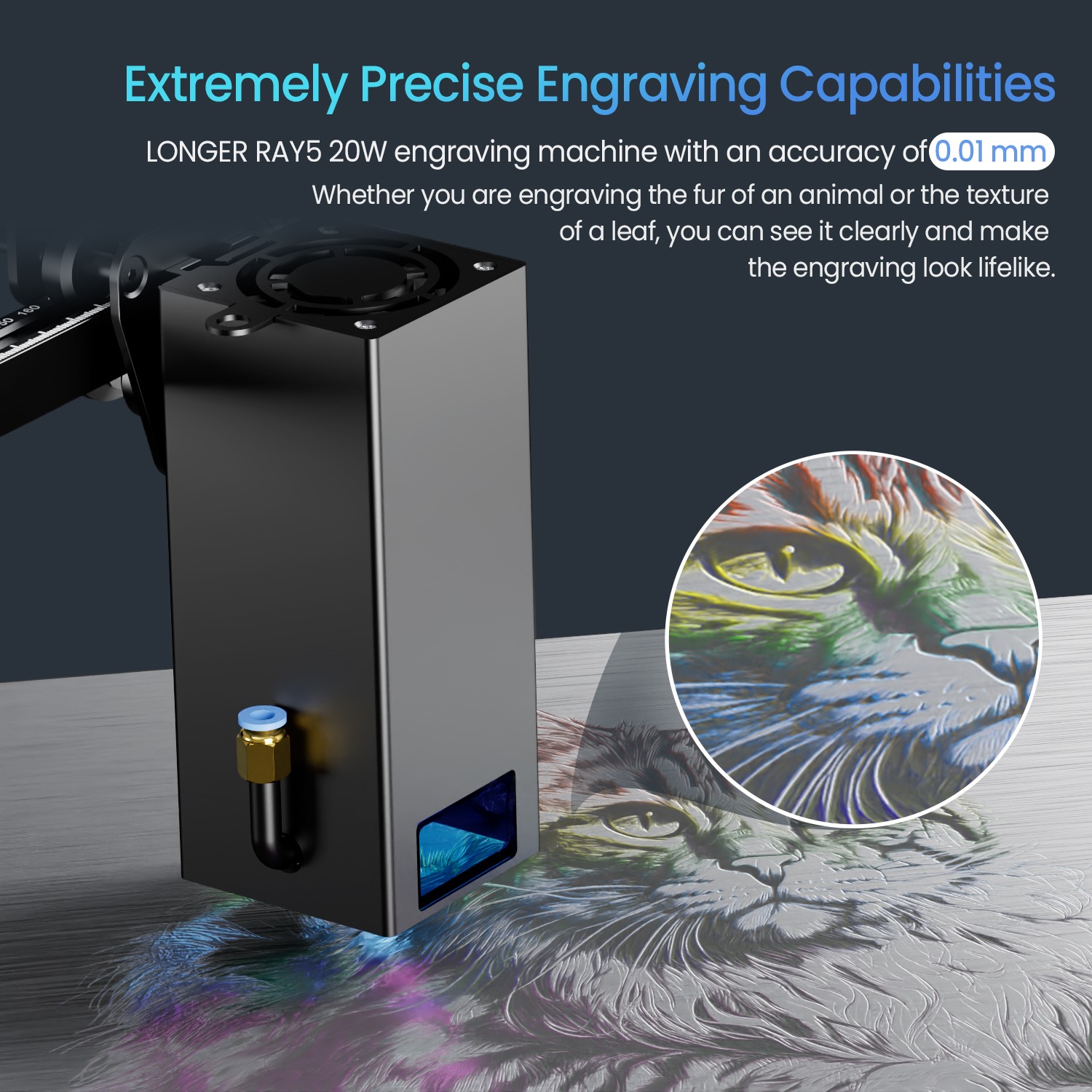 Longer RAY5 20W Laser Engraver Machine w/ 3.5″ Touch Screen for DIY Cutting Tool