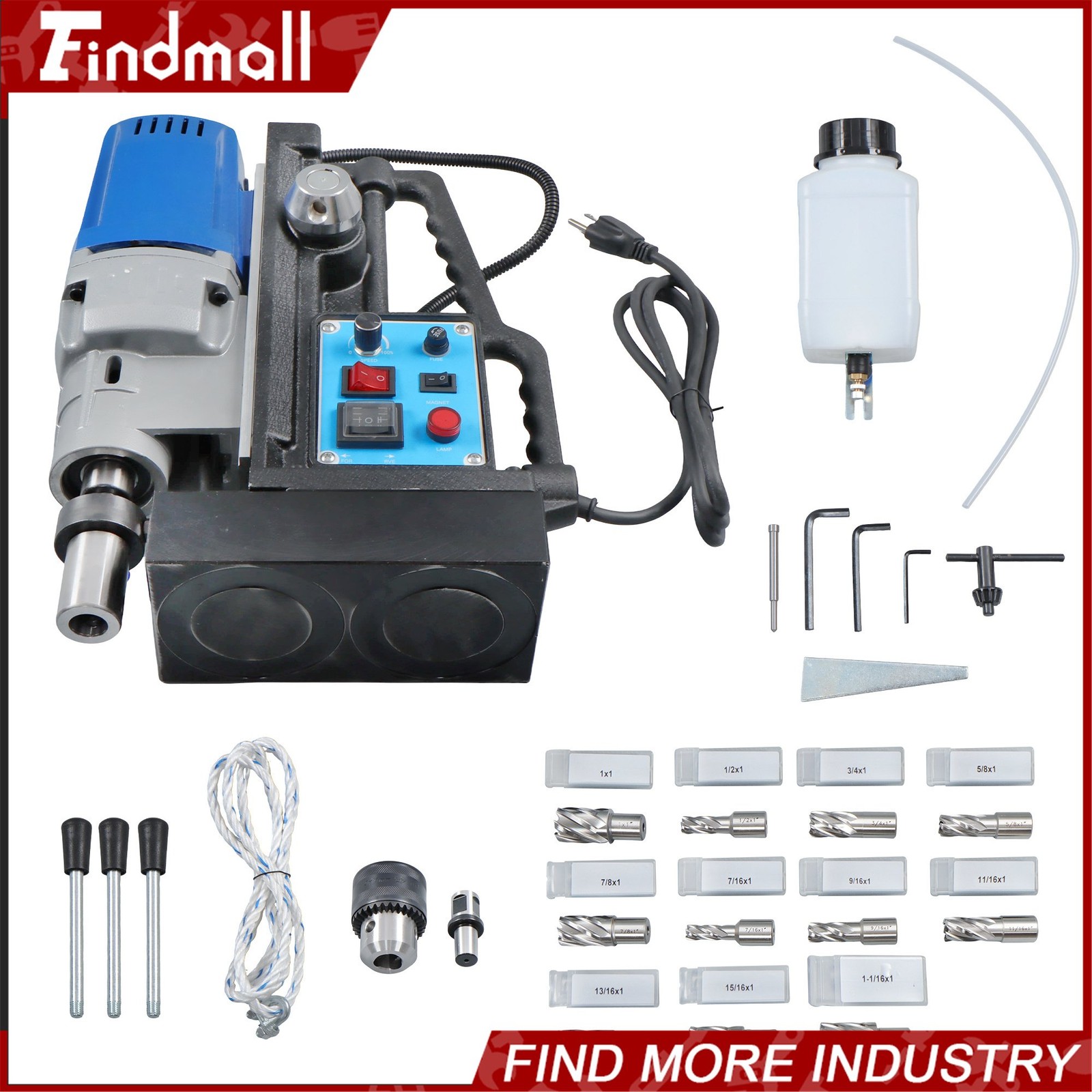 Findmall Magnetic Drill Stepless Speed Bi-Directional 1950W 13900N Mag Force