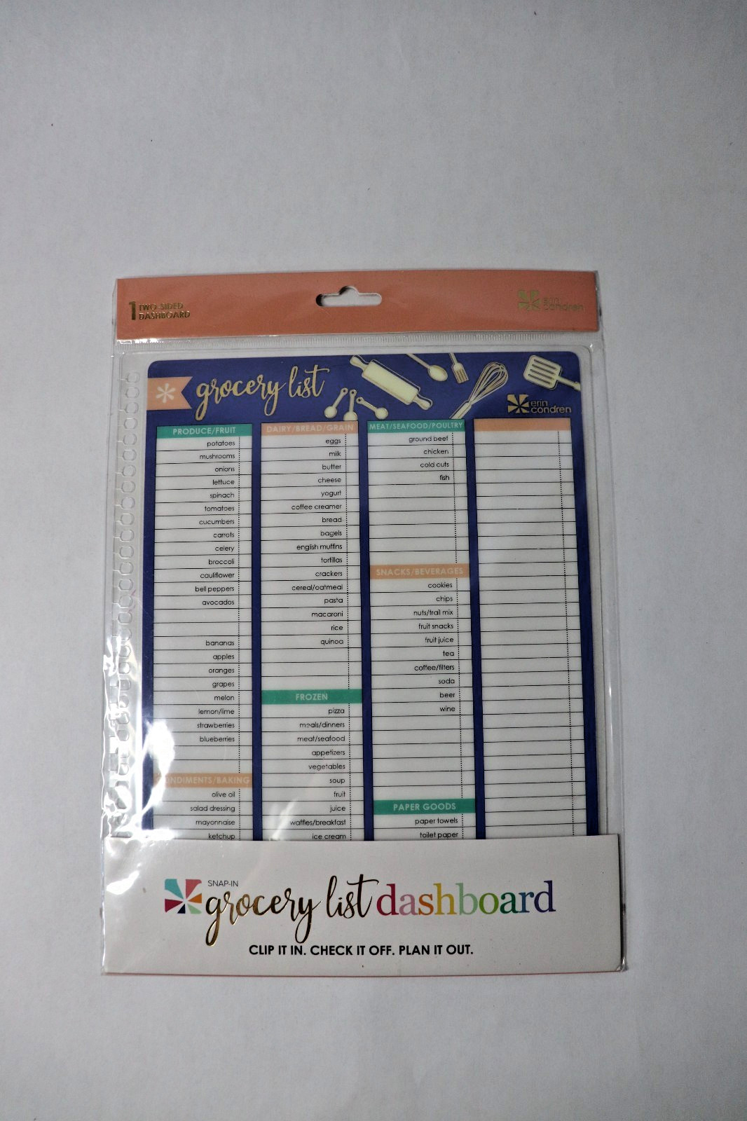 Erin Condren Grocery List Dashboard