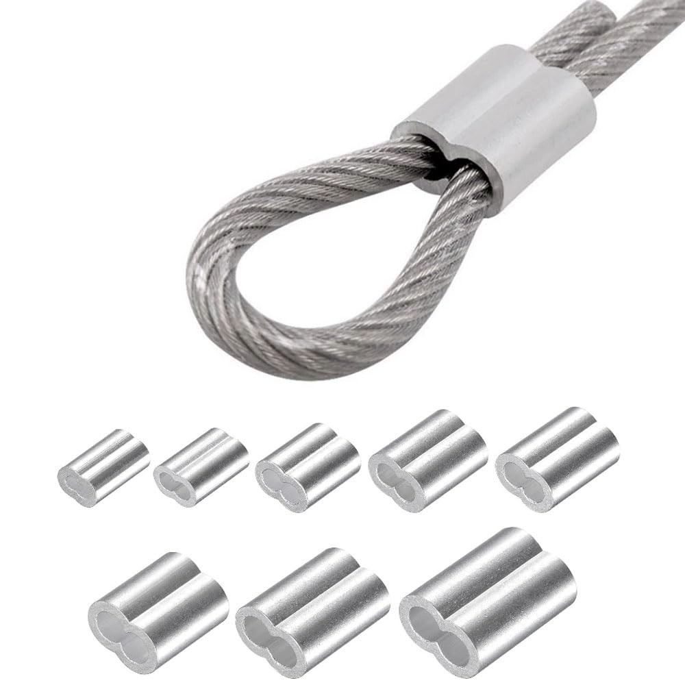 Zangboer 200 Pcs Aluminum Crimping Loop Sleeve 1/16 Inch Cable Crimp Ferrules