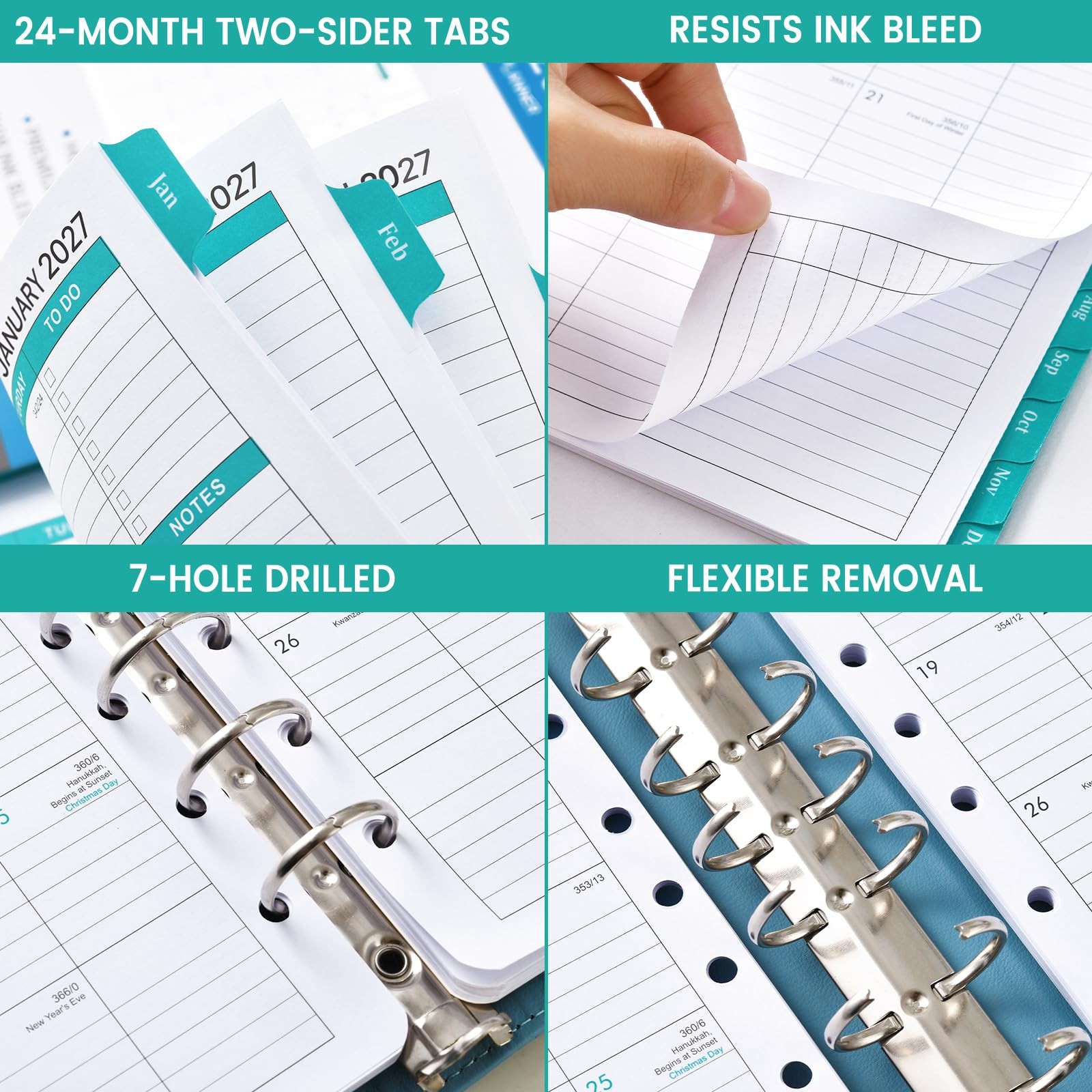 2026-2028 Monthly Planner Refill – Inserts 5-1/2″ x 8-1/2″, black