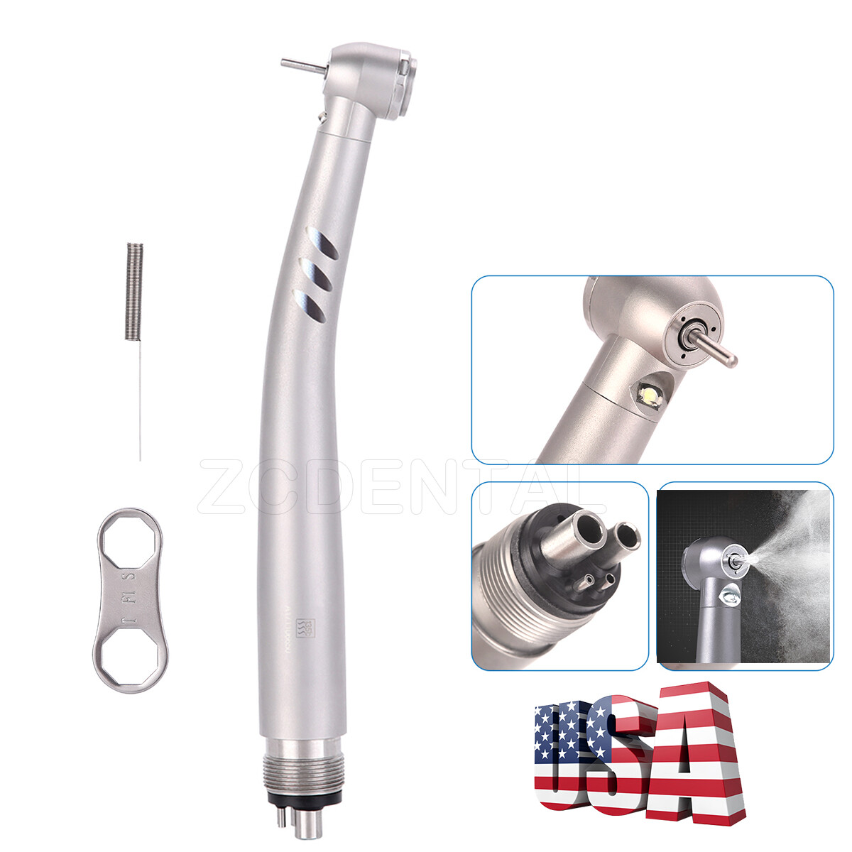 Dental Pieza de mano de alta velocidad con generador eléctrico LED 4 orificios
