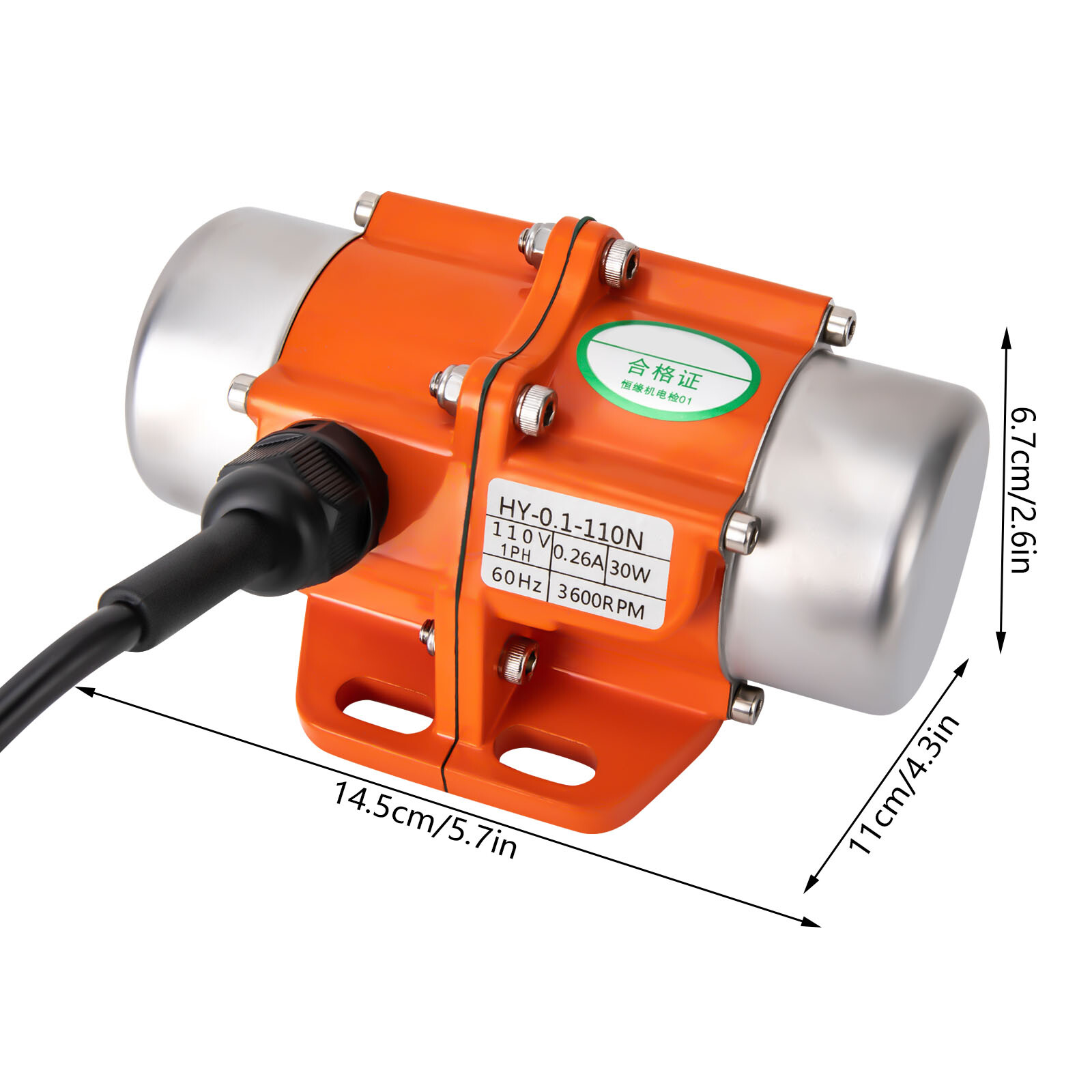 30W Vibration Motor AC Vibrating Asynchronous Motor w/ Speed Controller 3600RPM