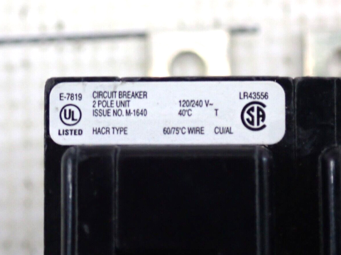 Eaton QBHW2040 2 Pole 40 Amp 120/240 Volt 22kA@120/240V Bolt On Circuit Breaker