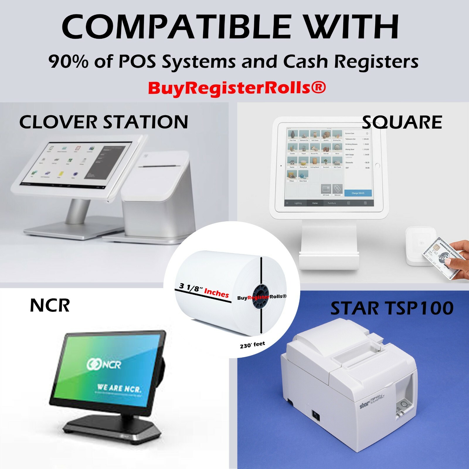 3 1/8″ X 230′ THERMAL PAPER 50 ROLLS CASH REGISTER & POS THERMAL ROLLS SHRINKWRA