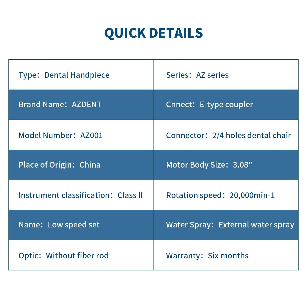 AZDENT pieza de mano dental baja velocidad recto+contra angulo+motor de aire 2H