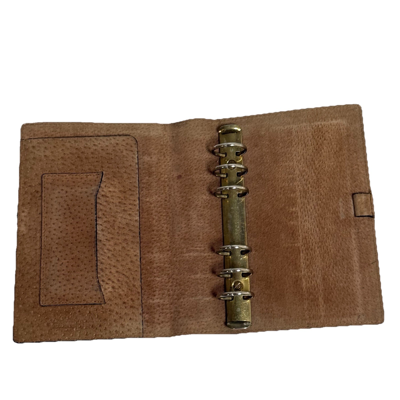 VTG Dark Green Leather Day Planner Black Alligator Strap Ostrich Interior Retro