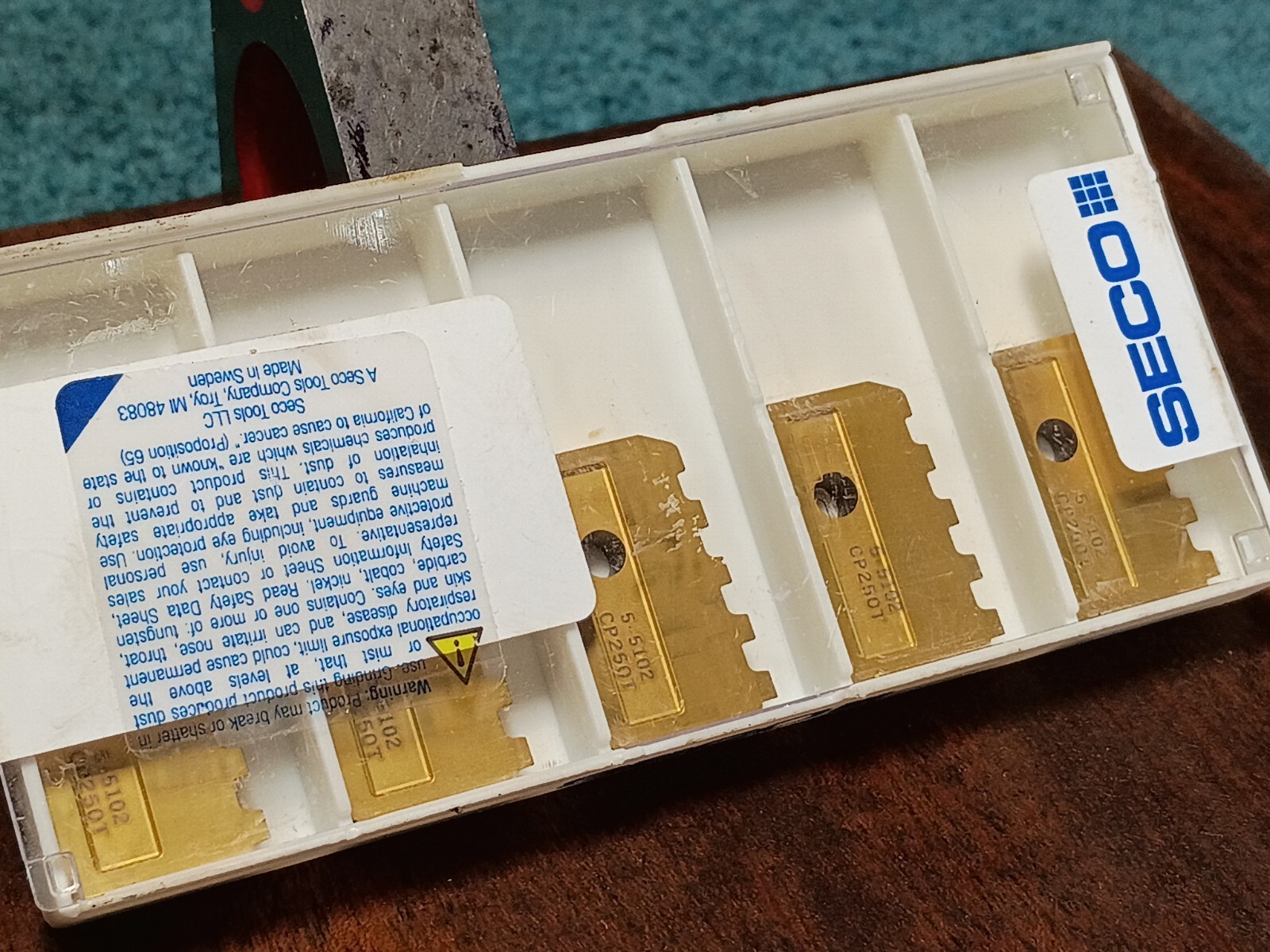 (5) SECO Snap-Tap Carbide Threading Insert 5-5102 CP250T Buttress 5TPI 1/16 EXT