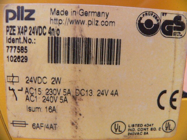 Pilz 777585 Used Pze X4p Safety Relay 24Vdc 4N/O 777585