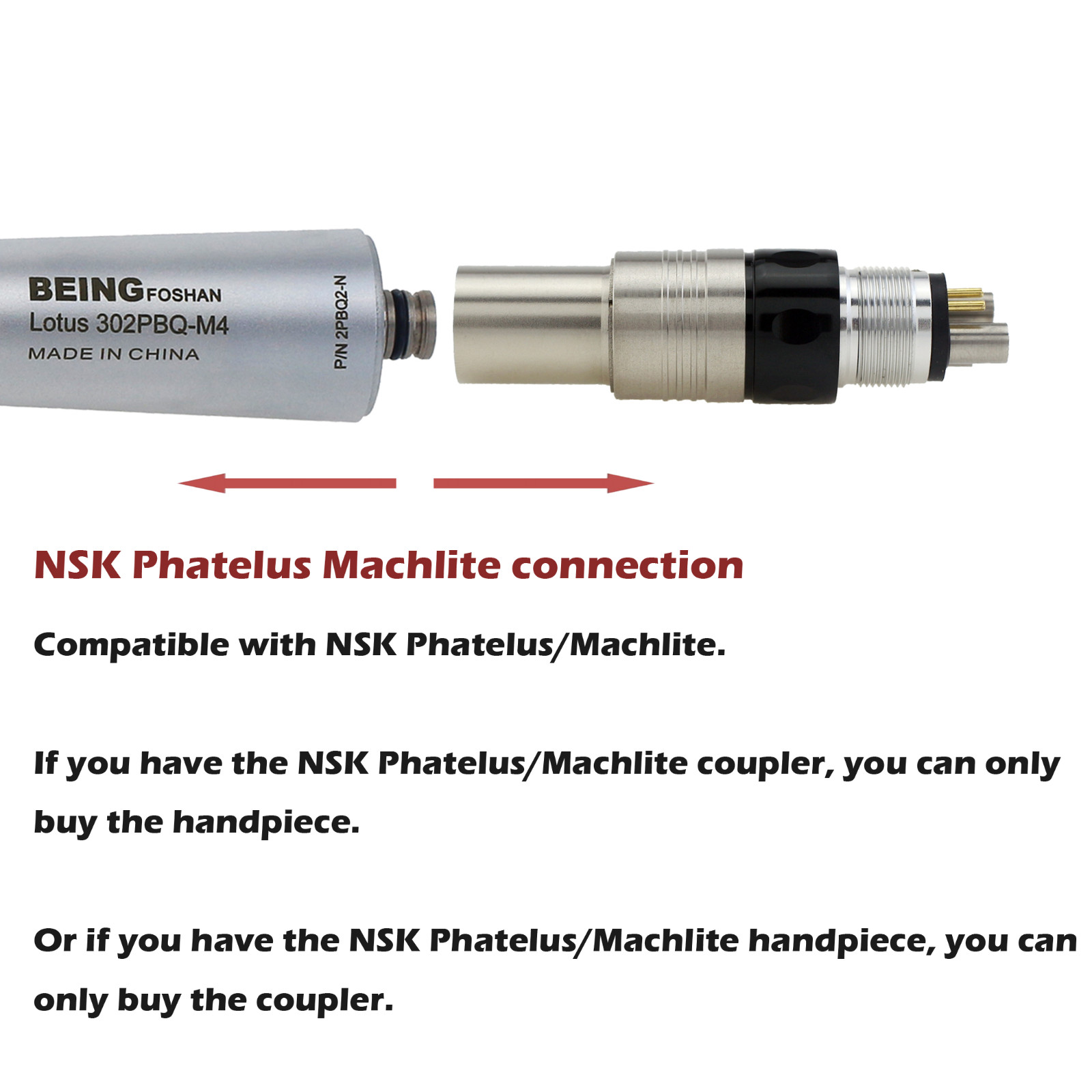 BEING Dental High Speed Turbine Handpiece Fiber Optic LED Coupling 4hole fit NSK