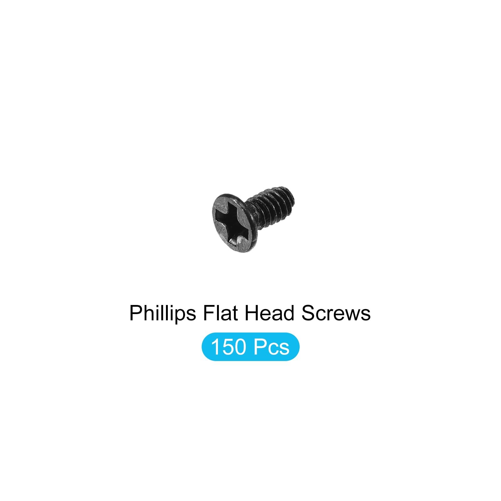 METALLIXITY Phillips Flat Head Screws M2 x 4mm 150Pcs, Carbon Steel Machine S…