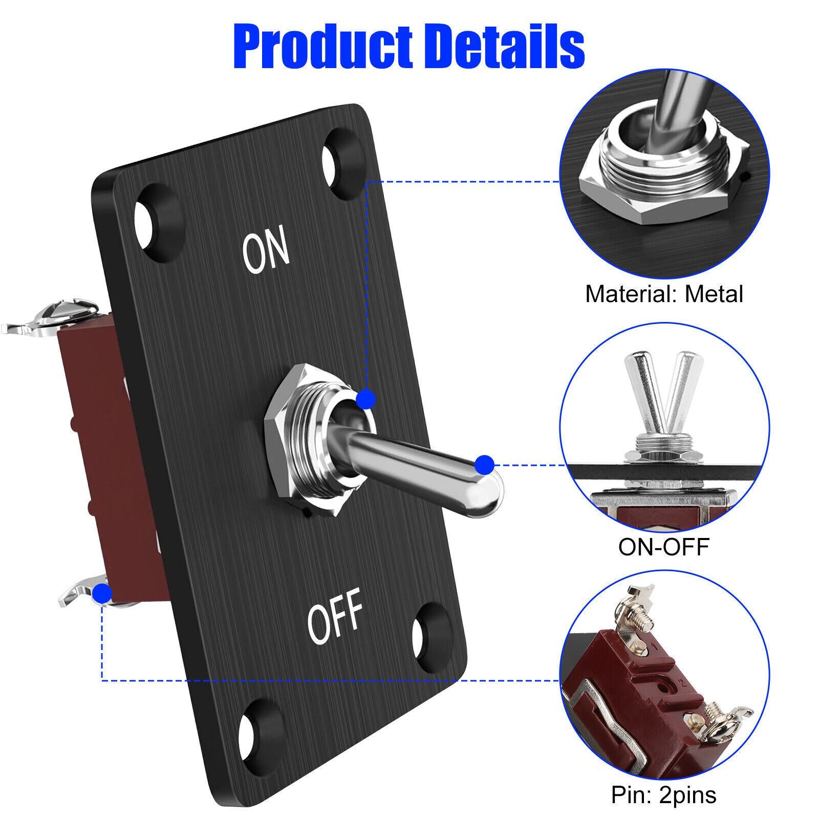 6X Toggle SWITCH ON/OFF Heavy Duty 15A 250V SPST 2 Terminal Car Boat Waterproof