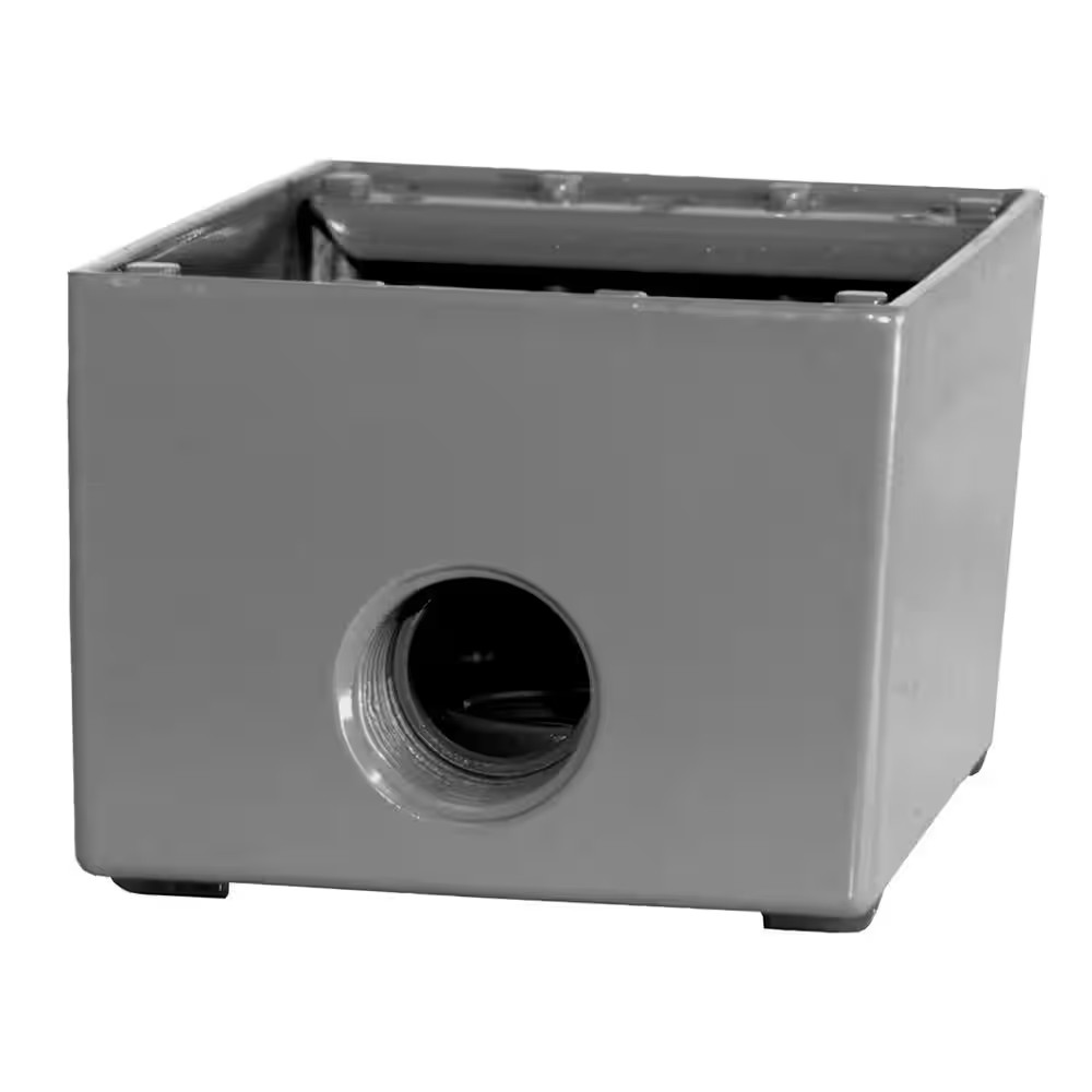 1-Gang Metal Weatherproof Electrical Outlet Box with (3) 1/2 Inch Holes, Gray