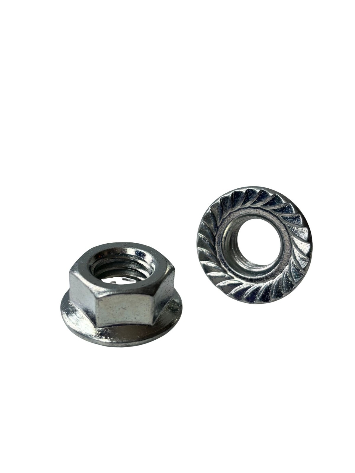 100 pcs 5/16-18 Case Hardened Serrated Flange Whiz Lock Nuts Coarse Zinc Clear