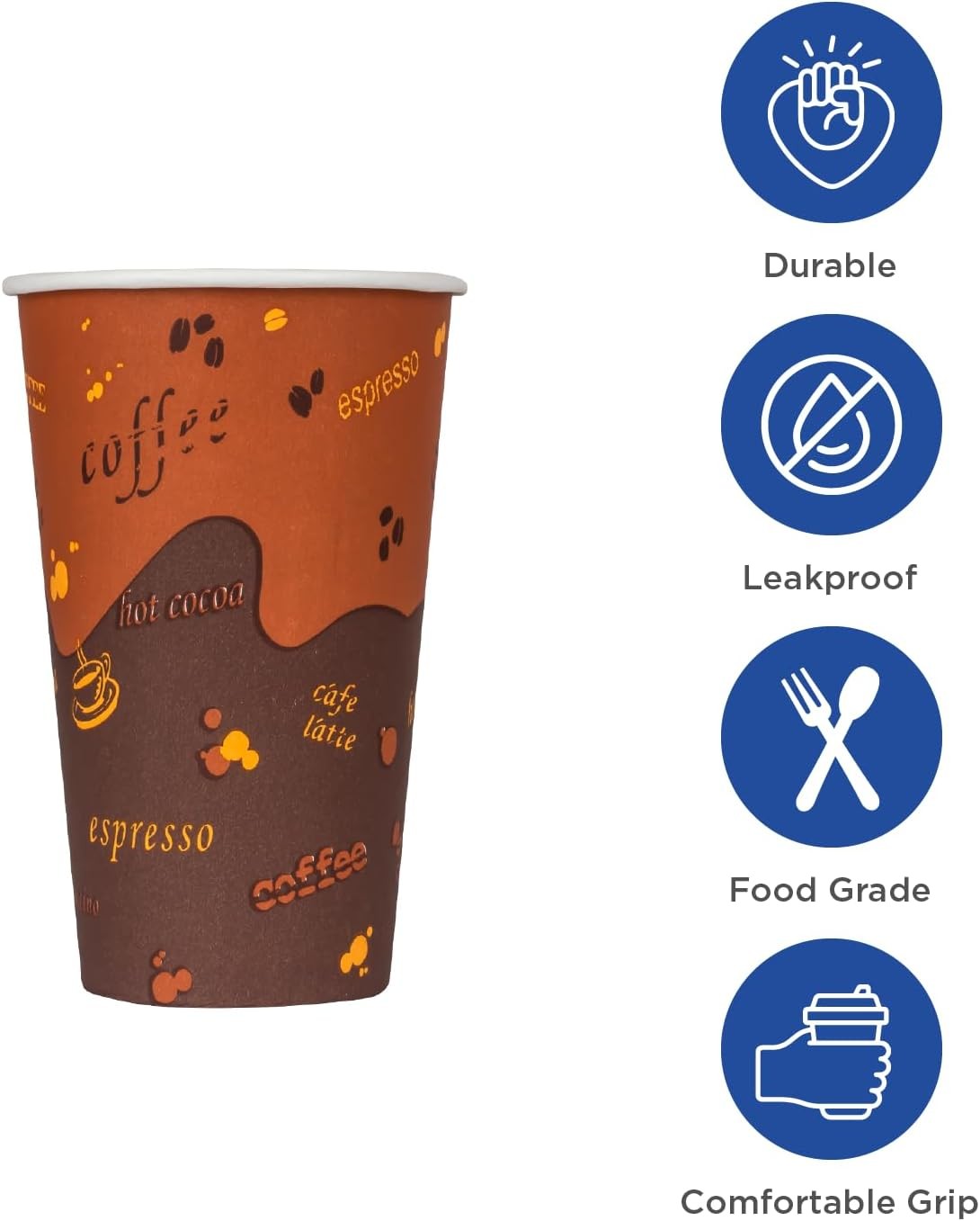 Karat 8oz Paper Hot Coffee Cups 1000 ct Disposable for Cafes