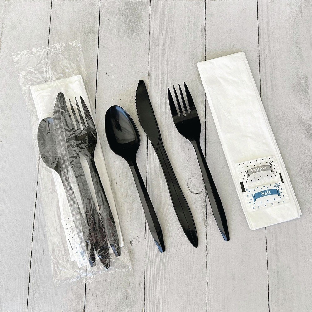 Boardwalk COMBO6KIT Fork/Knife/Napkin/Pepper/Salt/Spoon Cutlery Kit (250/CT) New