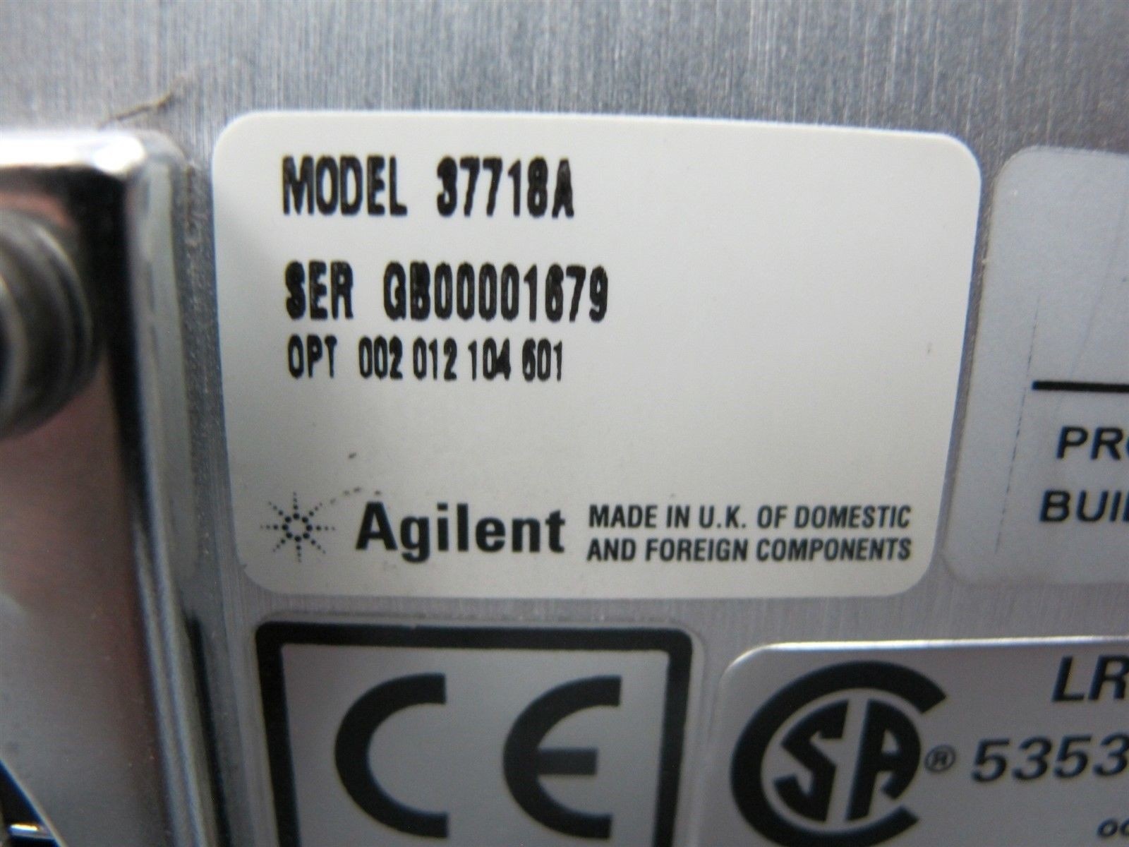 Agilent OmniBer 718 Communications Analyzer 37718A w/OPT 002,012,104,601