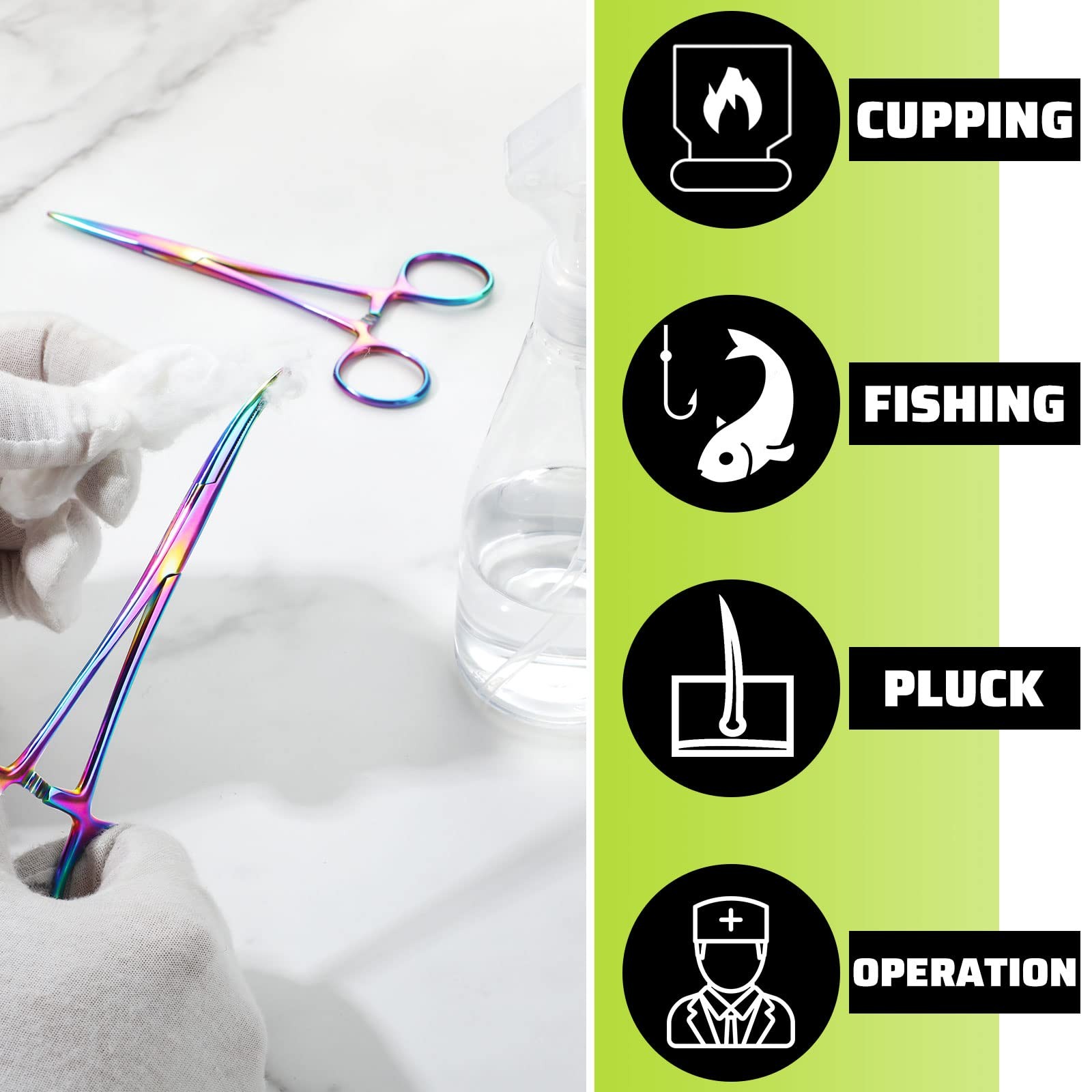 2 Pieces Hemostat Curved and Straight Rainbow Hemostat Forceps Piercing Plier…