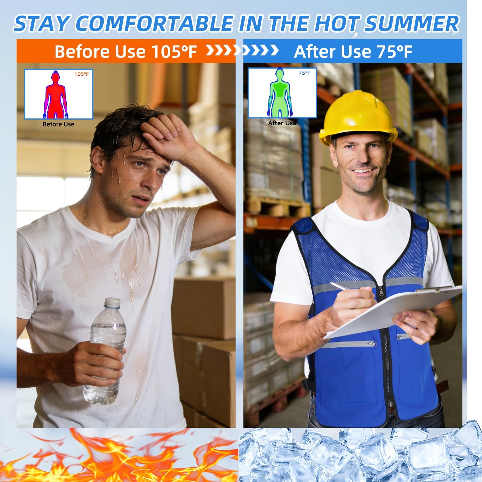 Cooling Vest for Men & Women, Adjustable Ice Vest with Detachable Reusable Ic…