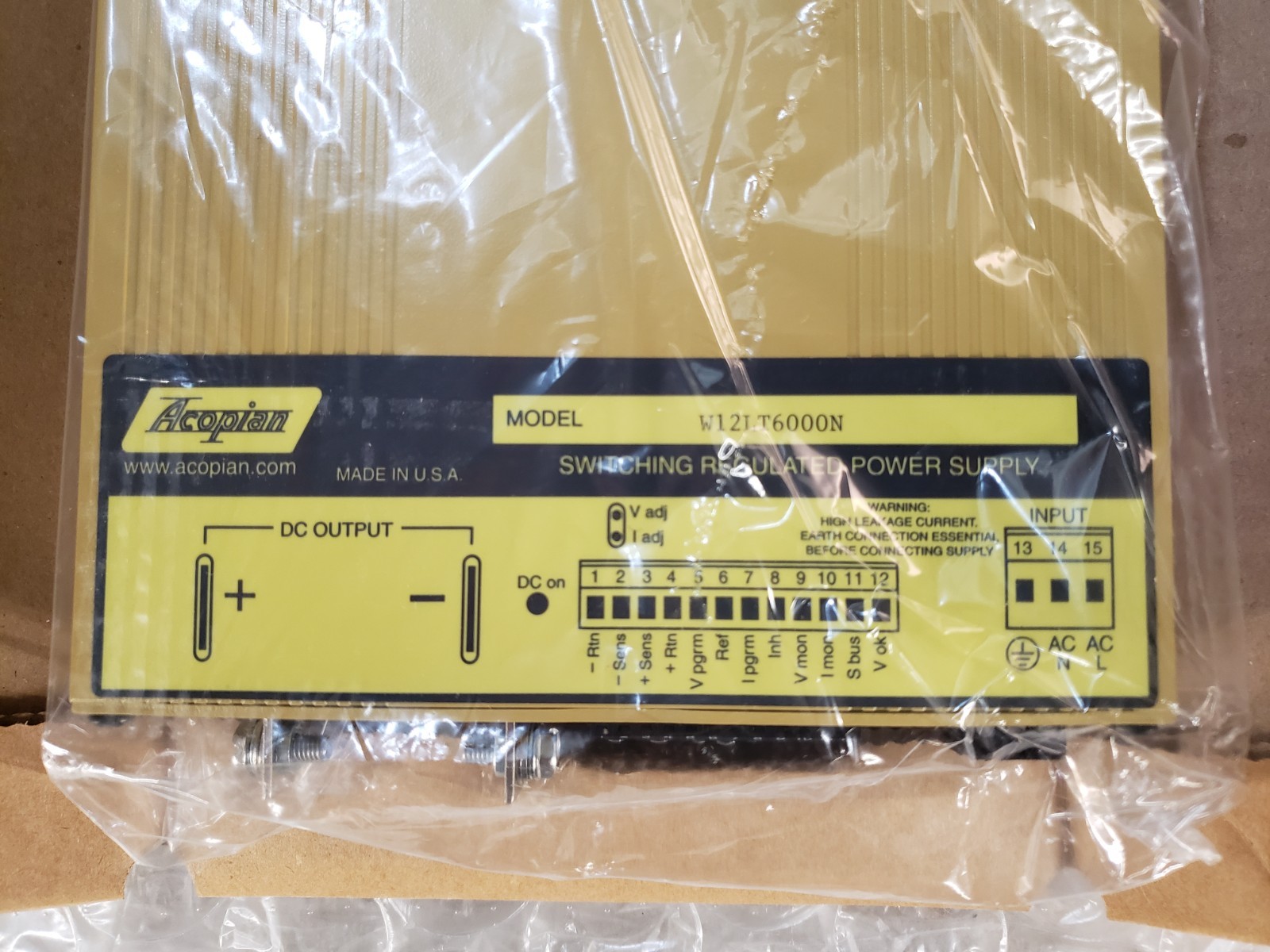 Acopian W12LT6000N 12V 60A (720W) AC-DC Switching Power Supply NEW *OB*