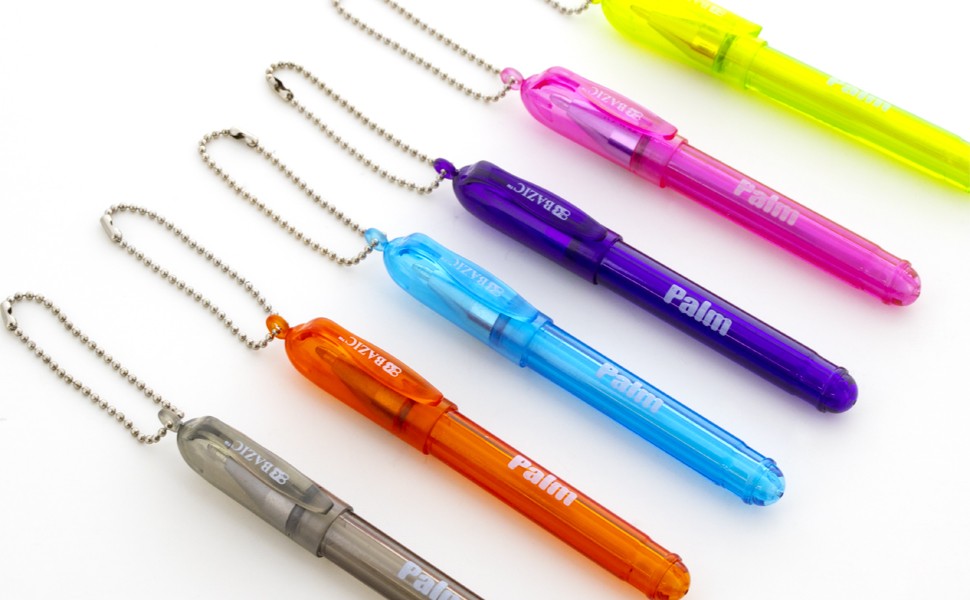 BAZIC Palm Mini Ballpoint Pen w/Key Ring, Roller Pens Medium Point 1.0mm, Small