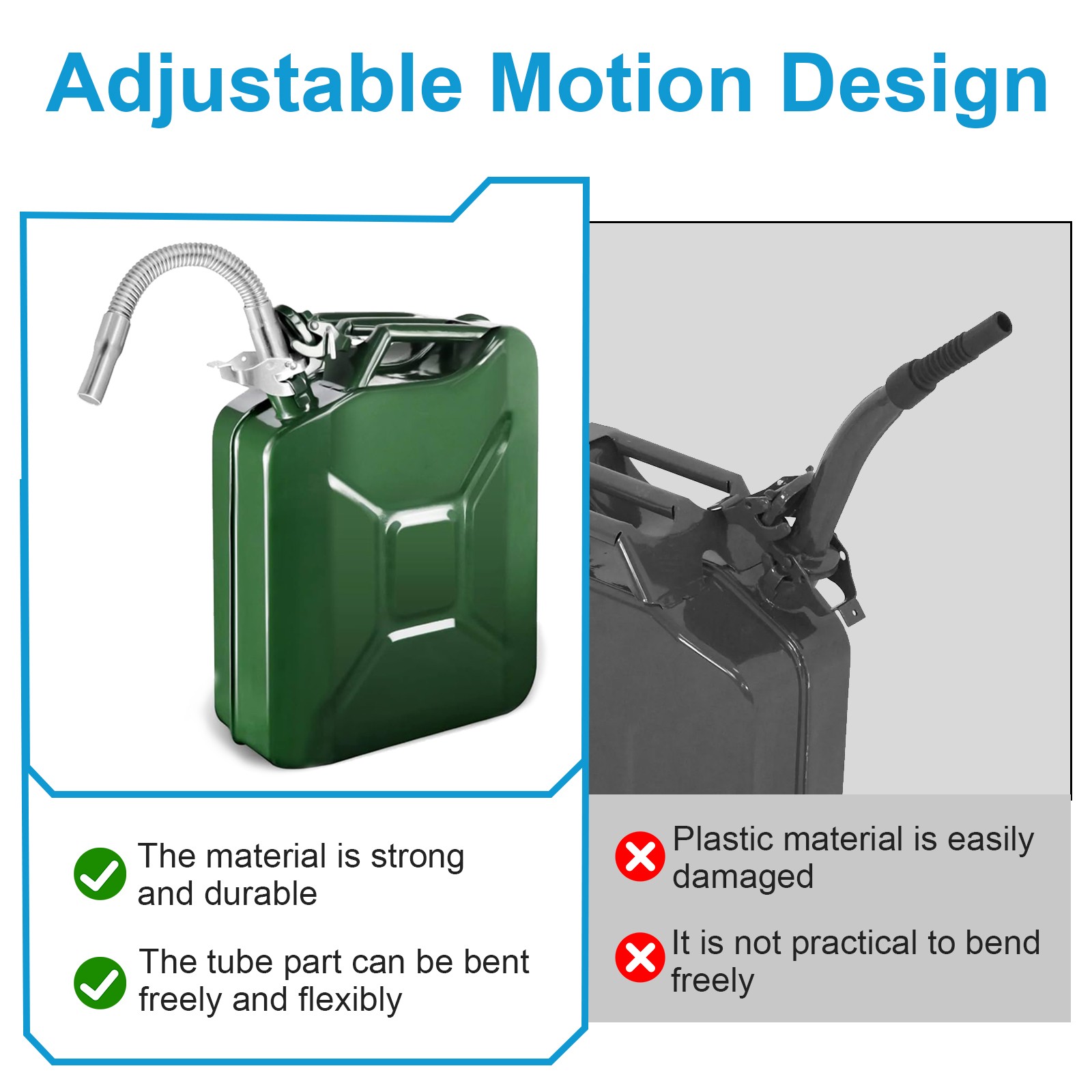 Flexible Jerry Can Spout Stainless Steel Long Nose Spout Nozzle for 5L 10L 20L