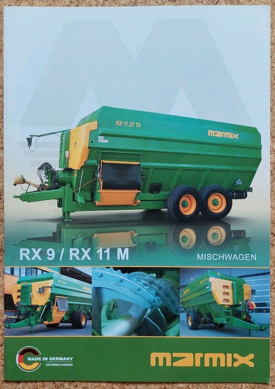 2023 Marmix RX 9 / RX 11 M Mixing Truck Brochure – German – Excellent Condition