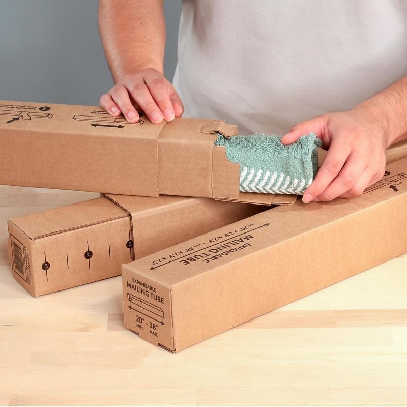 Recycled Telescoping Square Mailing Tube 20 To 38 Inch Kraft Corrugated 6 Pack