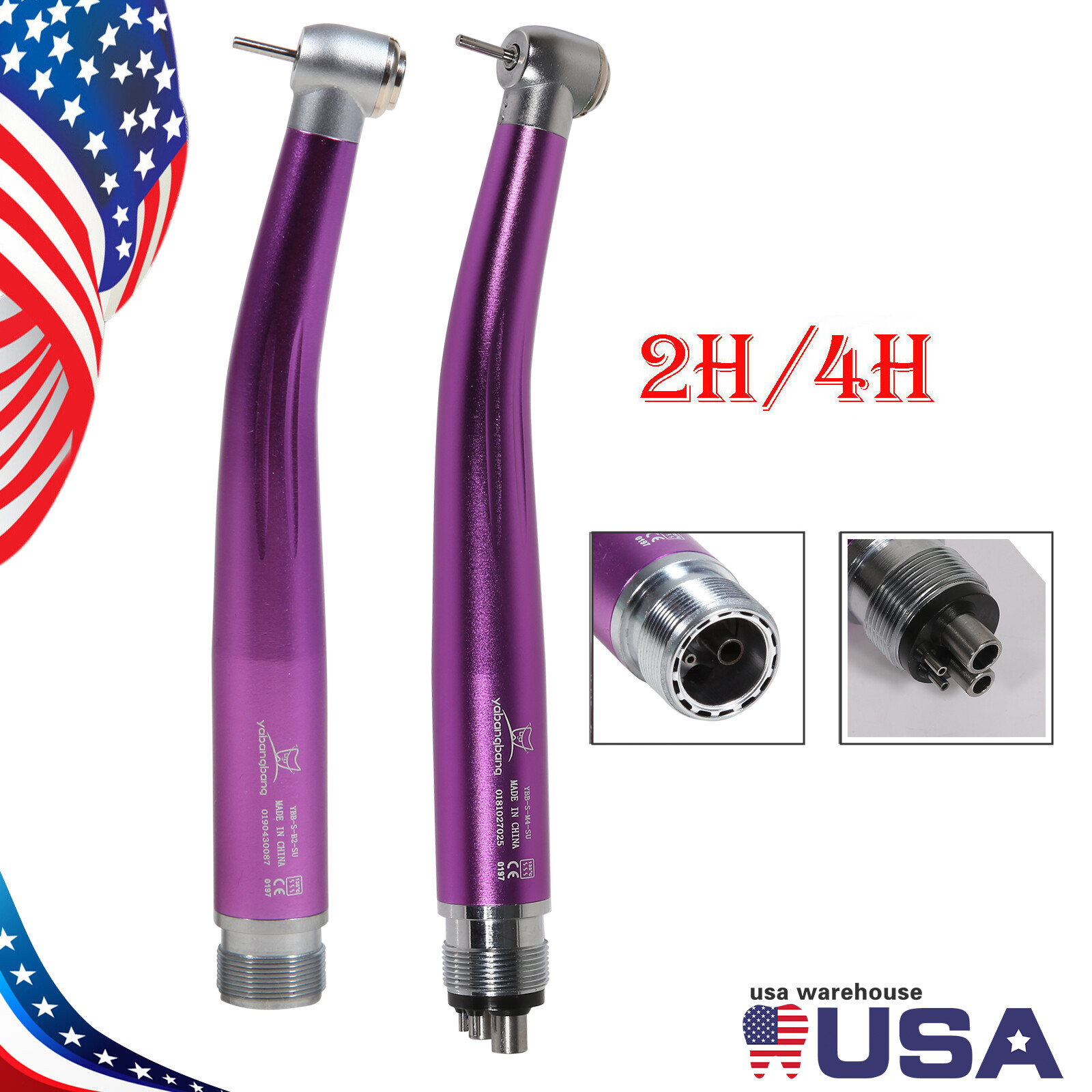 Dental Fast High Speed Handpiece Air Turbine Push Button 2/4Hole NSK Style Color