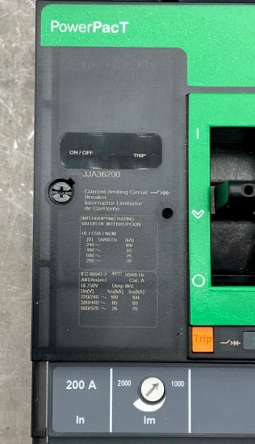 NEW SQUARE D JJA36200 I-LINE POWERPACT CIRCUIT BREAKER 200A 600V 3P 50/60Hz