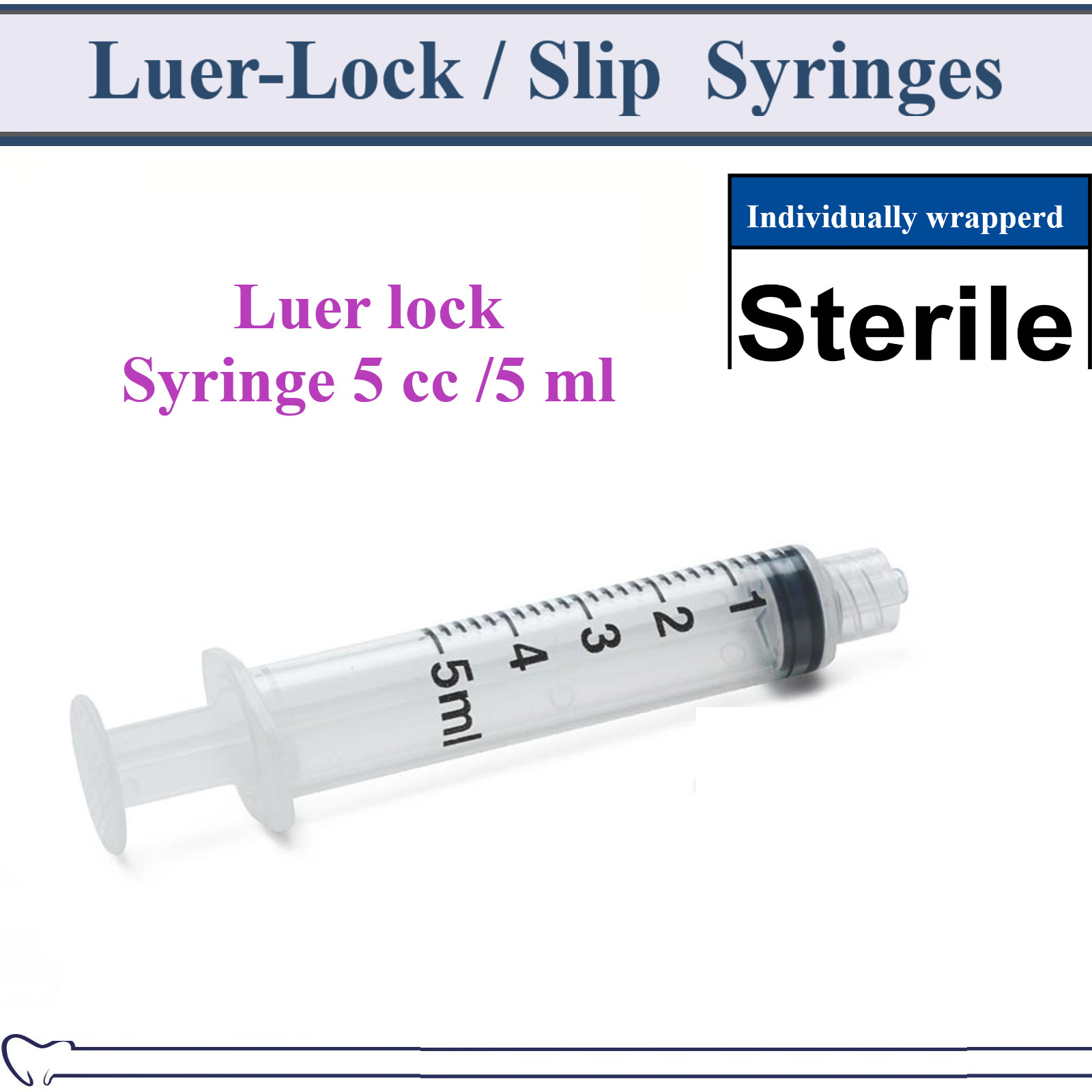 AMGoods 5cc / 5ml LUER SLIP or LUER LOCK SYRINGES STERILE SYRINGE, NO NEEDLE!
